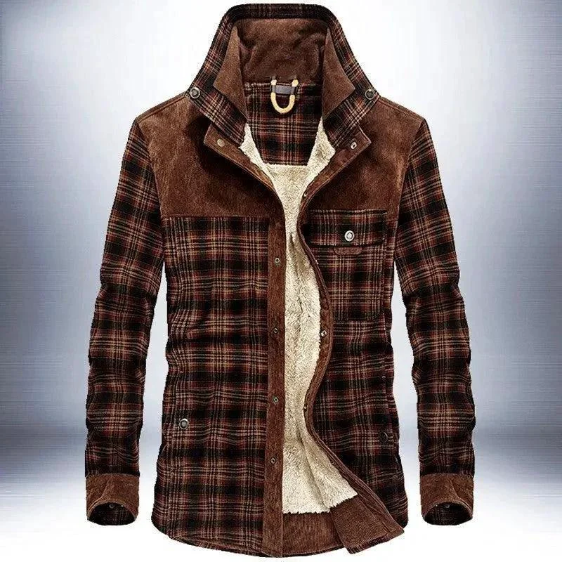 Contemporary Winter Jacket Men Thicken Warm Fleece Jackets Coats Pure Cotton Plaid Jacket Military ClothesStay Warm Stylish This Winter with Our Men's Thicken Fleece Jacket Relaxed