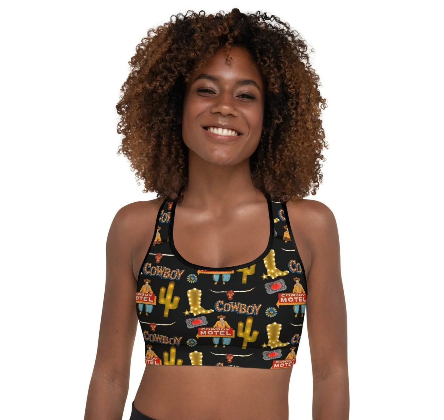 Exclusive All Cowboy Padded Sports Bra High-Quality