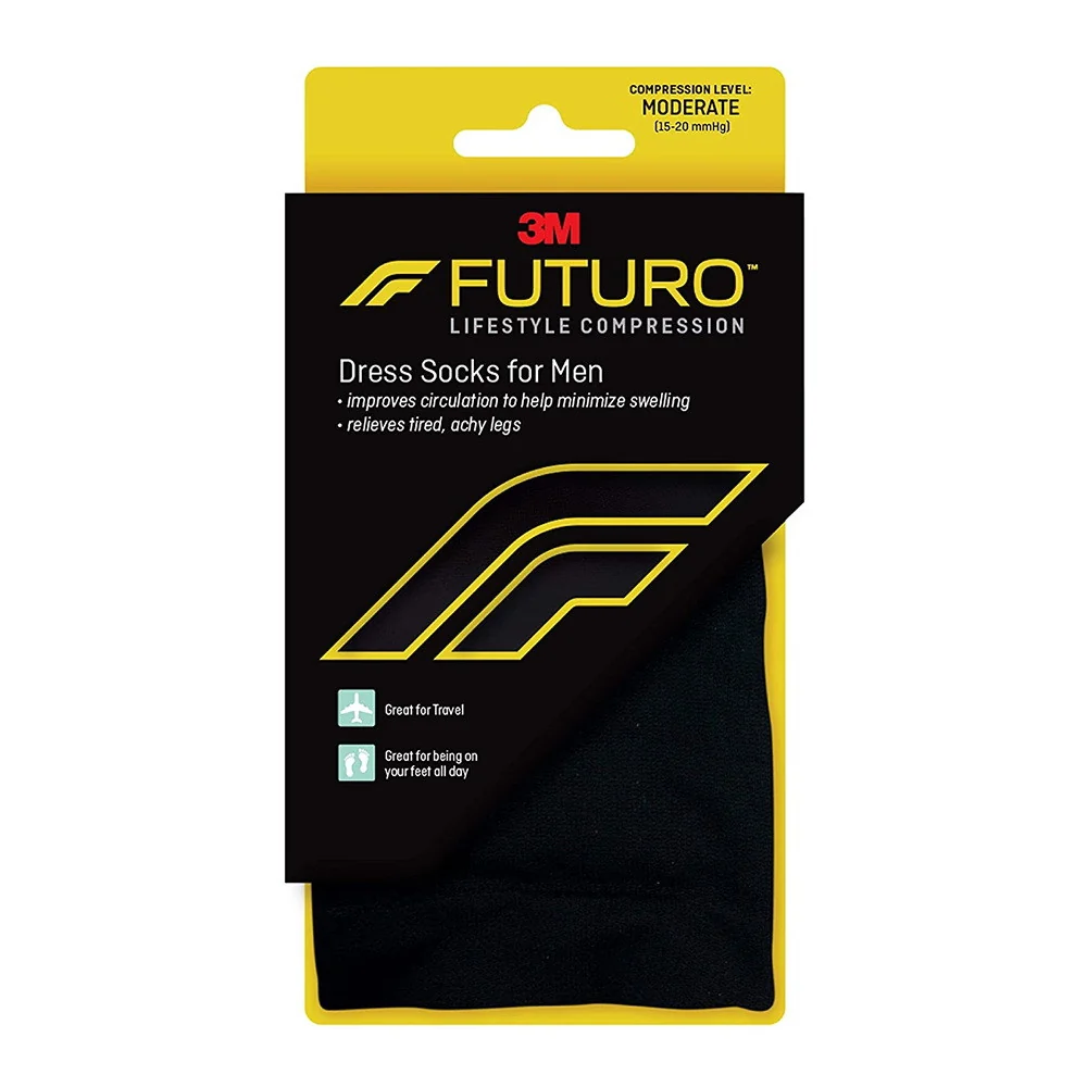 Refined Futuro Revitalizing Mens Dress Socks Black Medium Moderate 15-20 Mmhg 1 Pr Secure