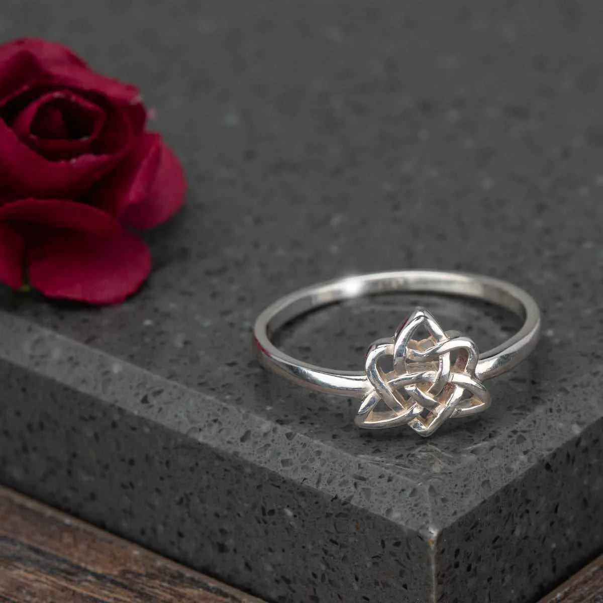 Versatile Sterling Silver Celtic Knot Flower Ring Organic