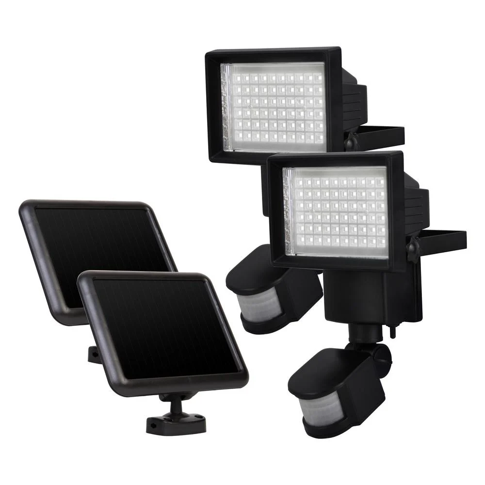 Fine 60 Led Motion Activated Solar Powered Outdoor Security Light Two Pack Stylish