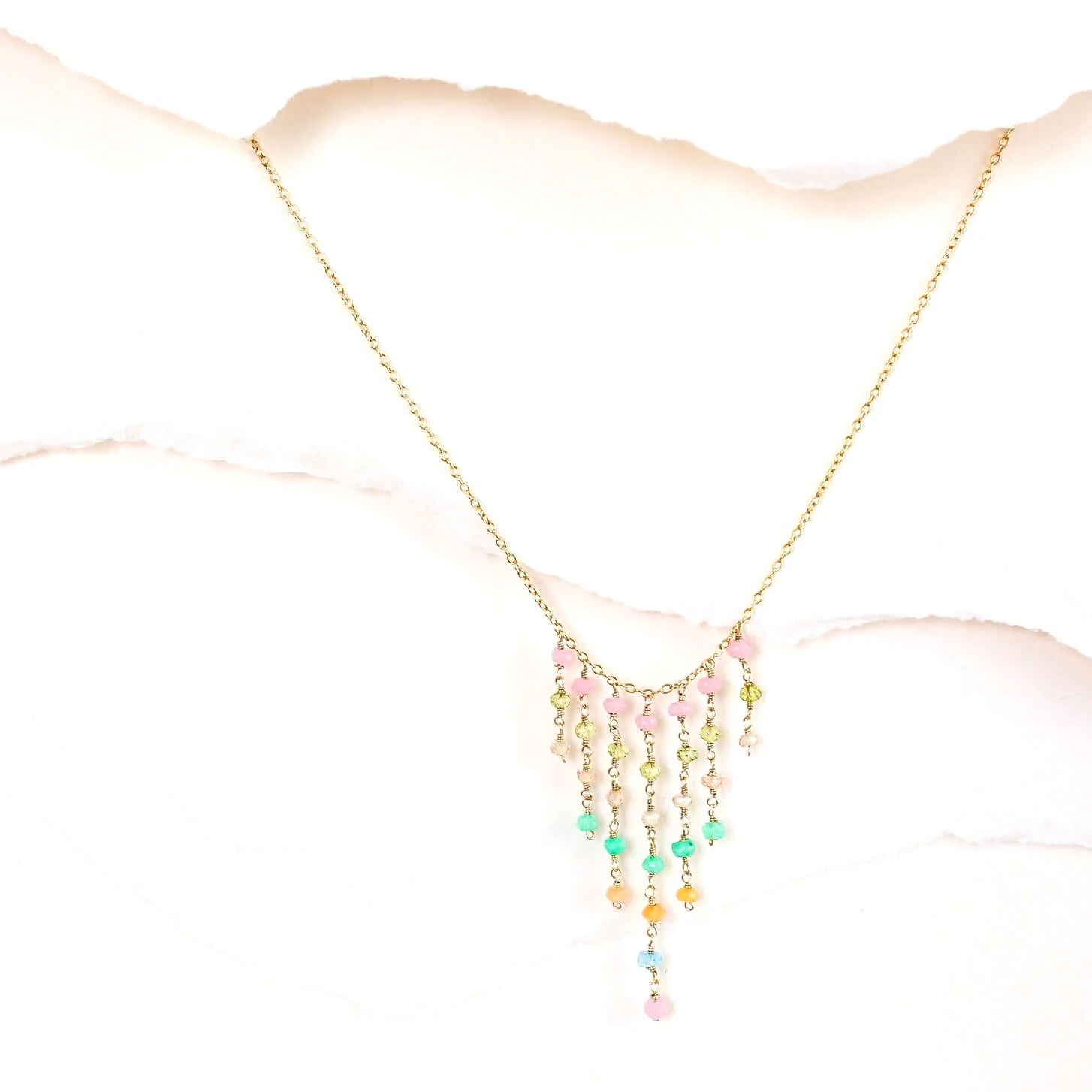 Advanced Pastel Rainbow Mini Fringe Necklace Proven