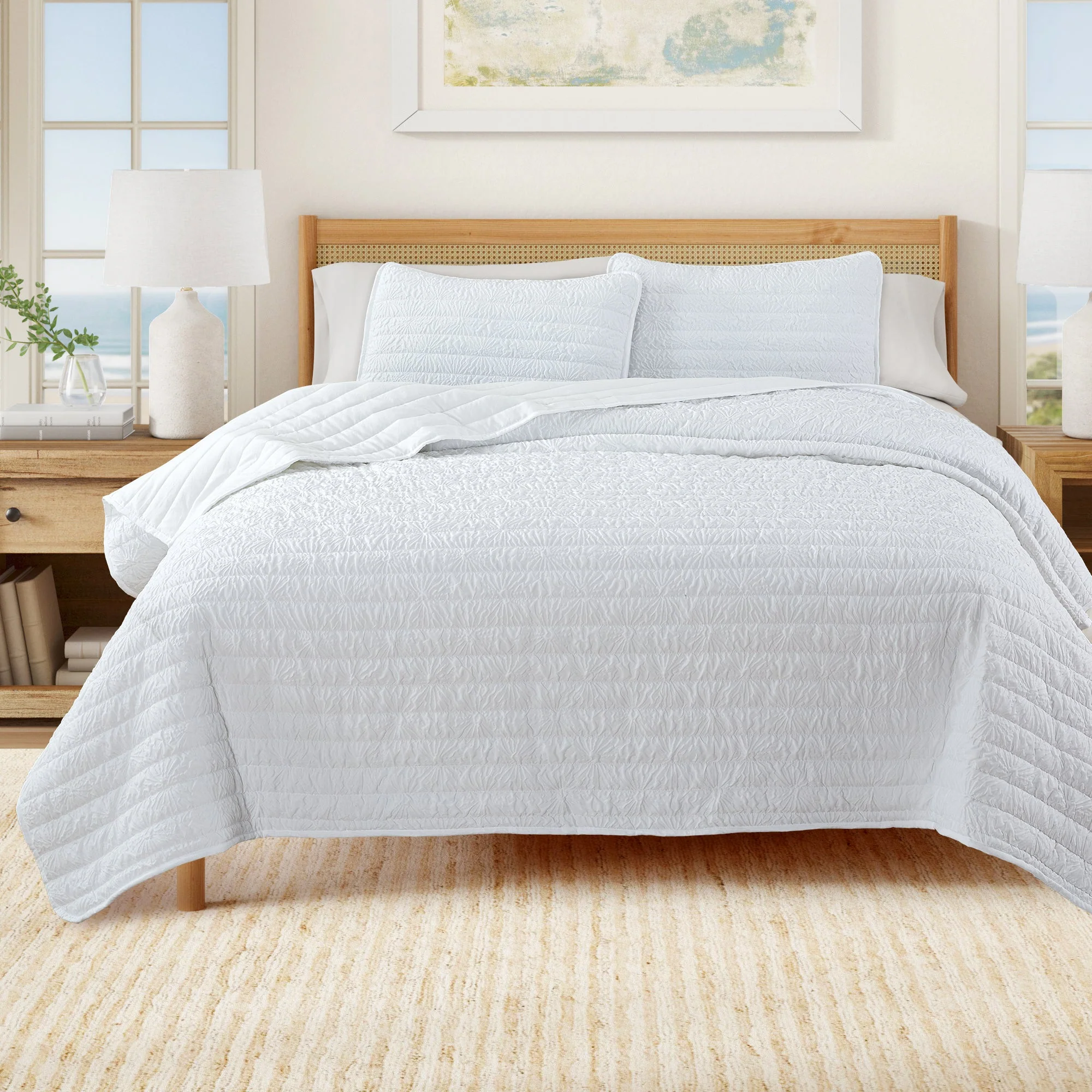 Elite Floral Embossed Quilt Set - Floral Microsculpt Collection Environmentally Friendly