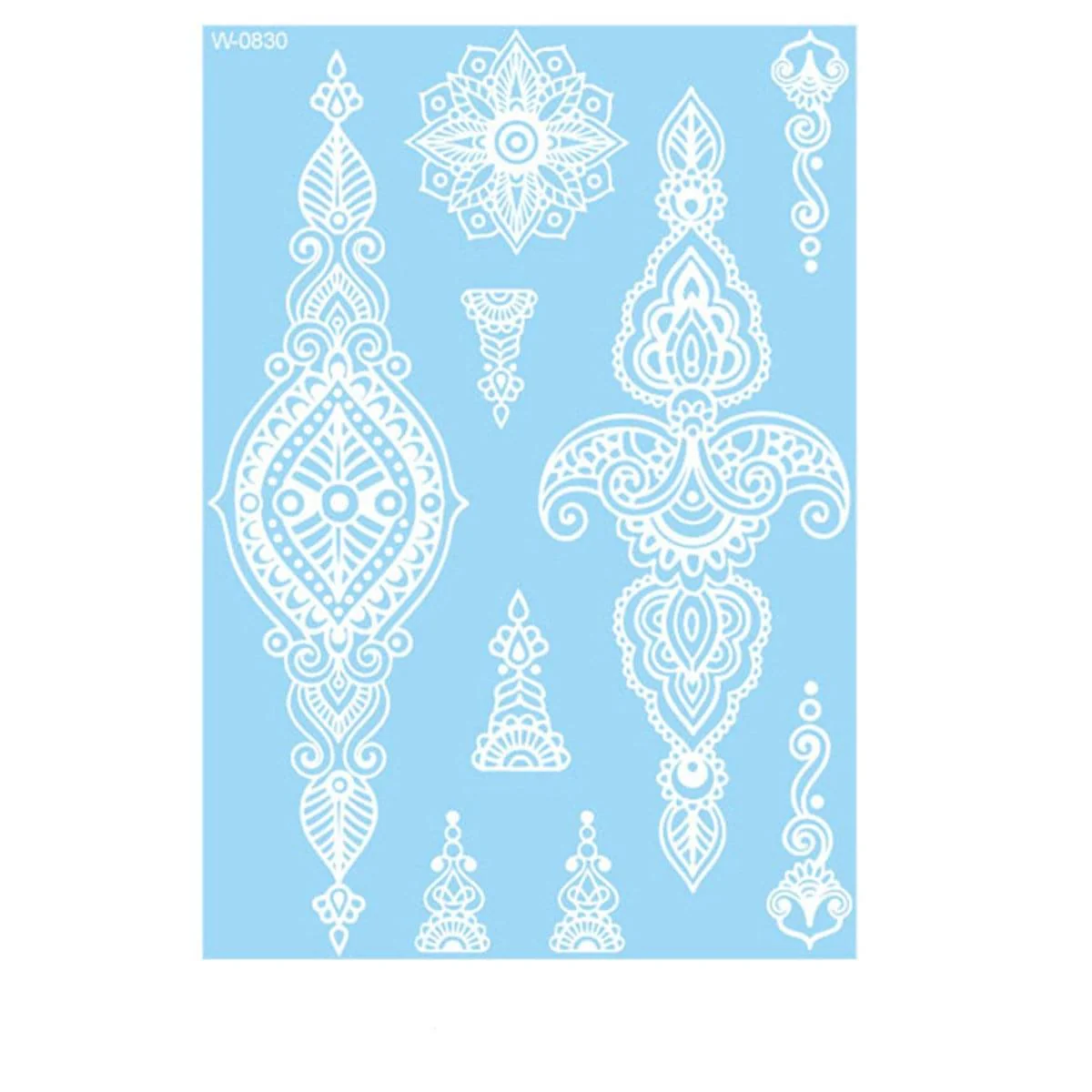 Easy-to-Use White Lace Paisley Floral Temporary Tattoo Set - 5 Pcs Outstanding