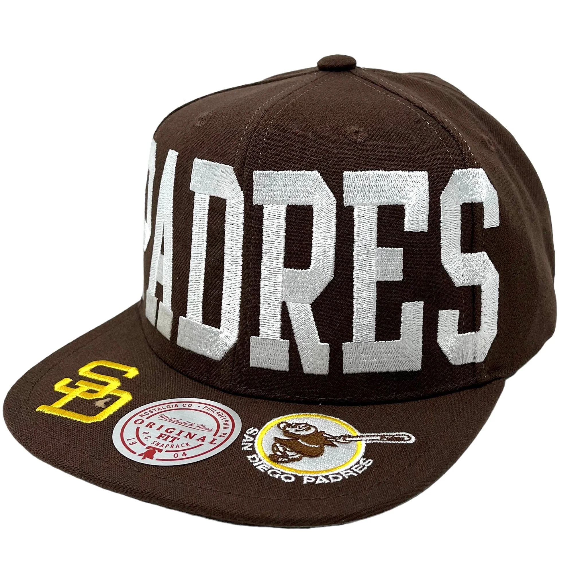 Trusted Mitchell Ness Men's MLB Big Text 1 Snapback Coop Padres Snapback Caps Solid