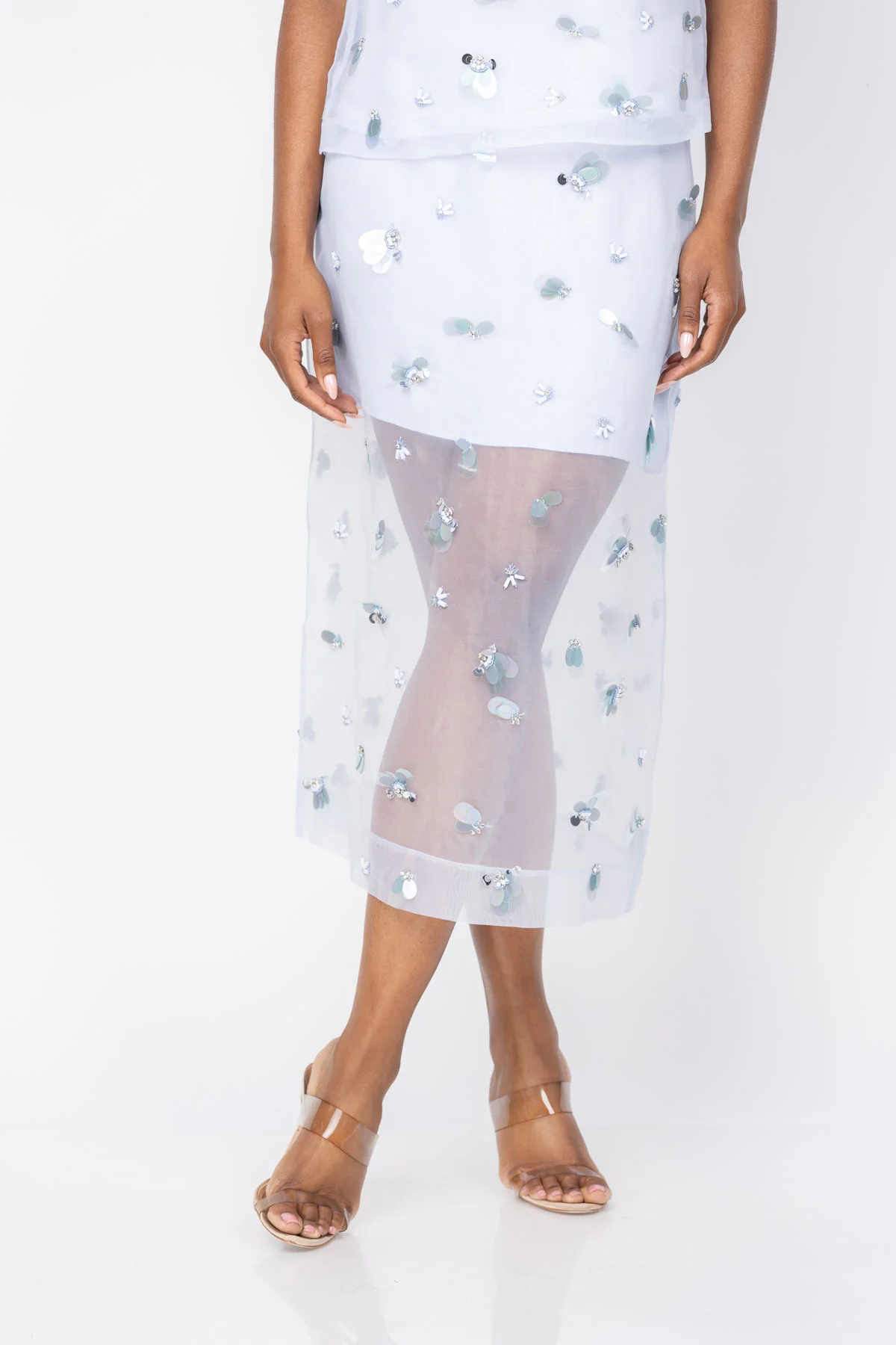 Breathable Simkhai Delilah Midi Skirt in Periwinkle Sky Contemporary