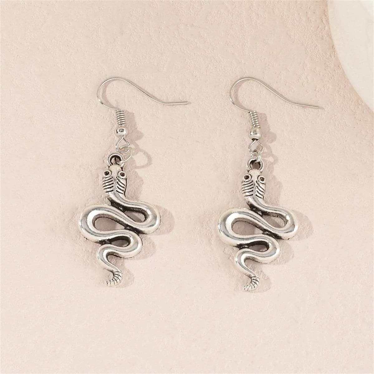 Versatile Silvertone Rattlesnake Drop Earrings Smooth