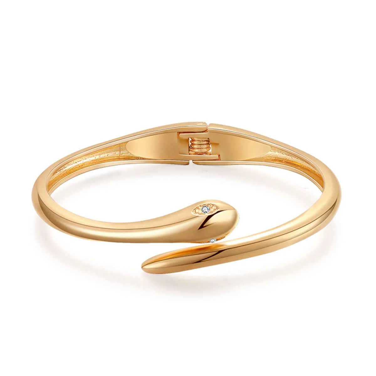 Authentic Cubic Zirconia Goldtone Snake Bypass Bangle User-Friendly