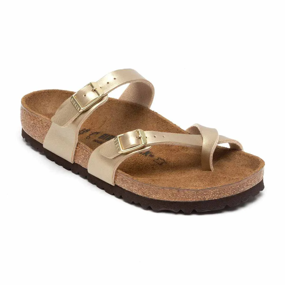 Authentic Birkenstock Mayari Birko-Flor Icy Stone Gold Excellent