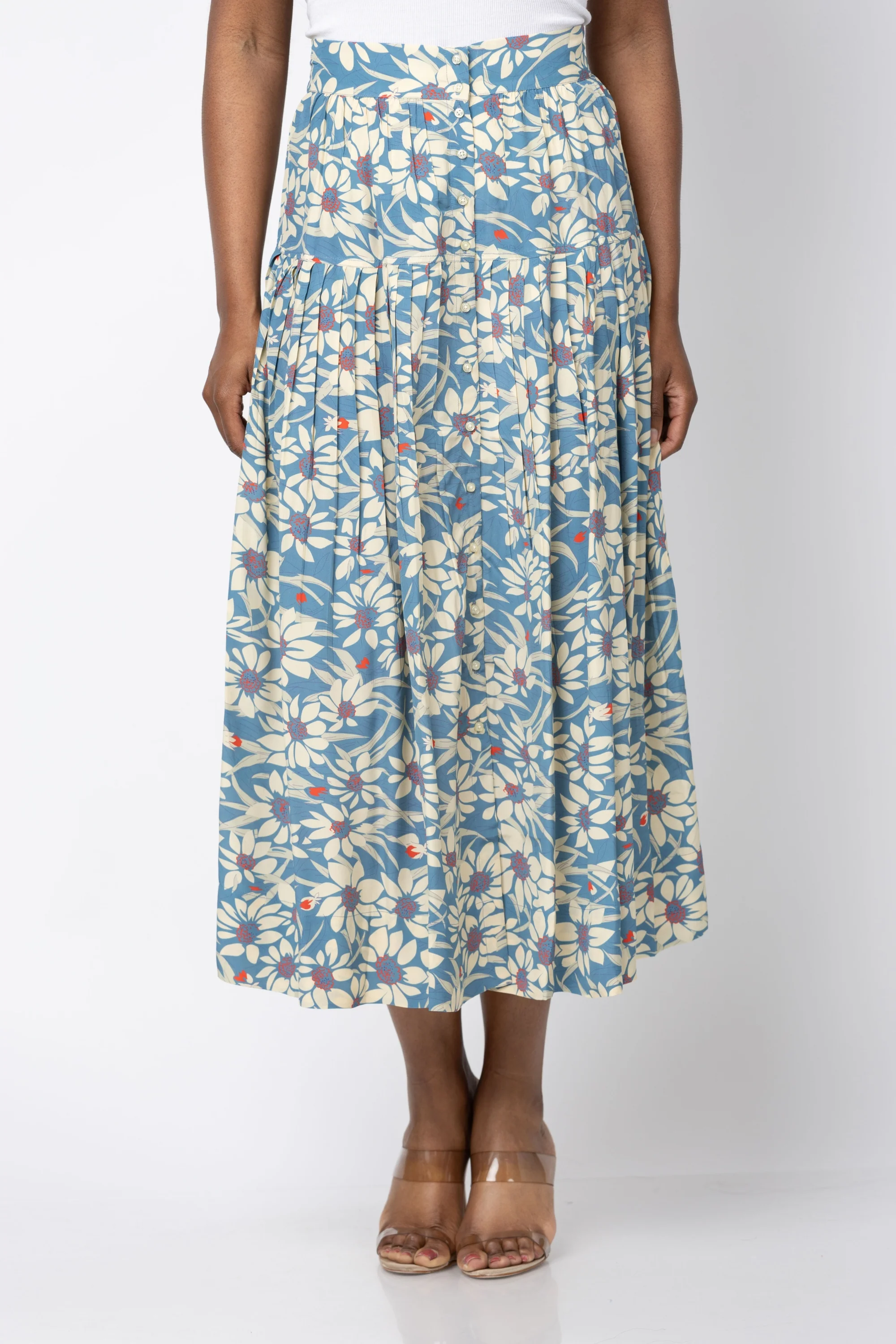 Selected The Great. The Highland Skirt in Blue Scattered Bloom Specialty