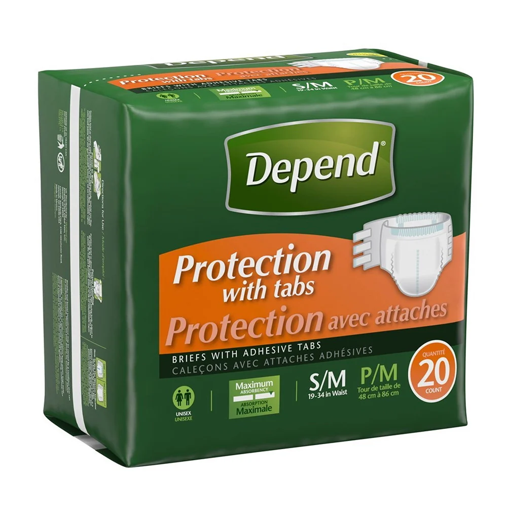 Fine Crafted Depend Incontinence Protection with Tabs Unisex S M Maximum Absorbency 20 Ct Crafted