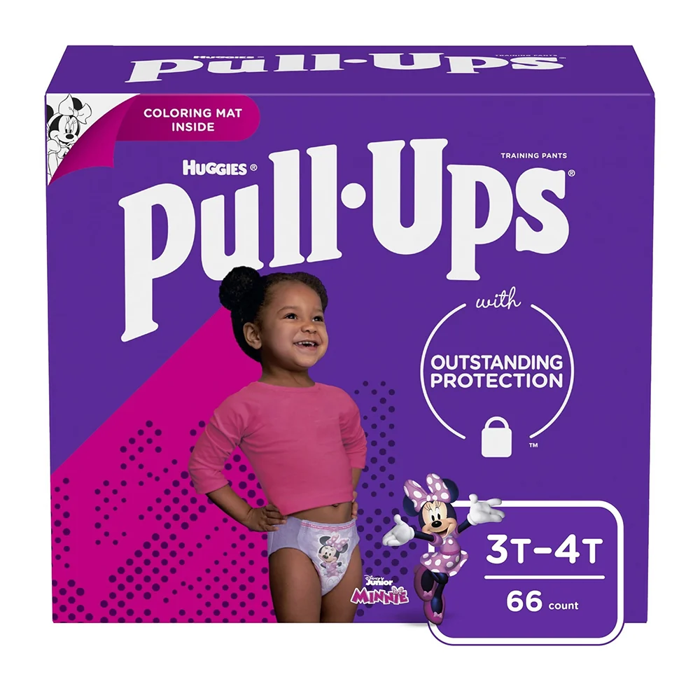 Secure Huggies Pull Ups Girls Training Pants Size 3T to 4T for Potty Training 66Ea Trendy
