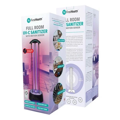 Stylish First Health Full Room UV-C Sterilizing Lamp with Motion Sensor 1 Ea Secure