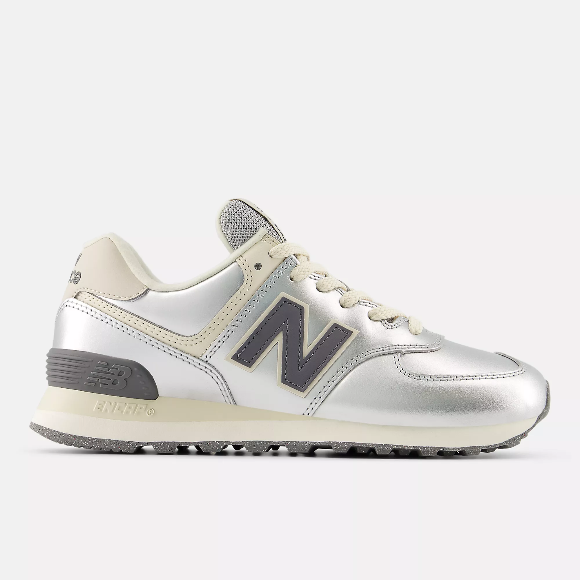 Durable New Balance Womens 574 'Metallic Silver Artic Grey' Efficient