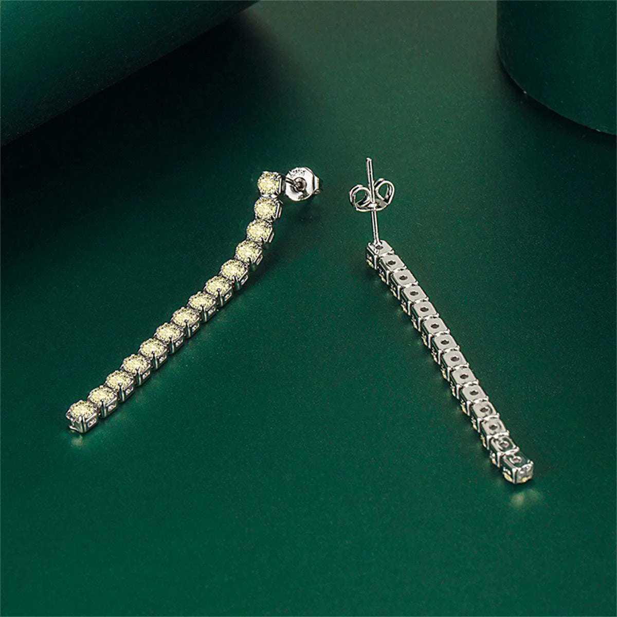 World-Class Yellow Cubic Zirconia Silvertone Tassel Drop Earrings Unique