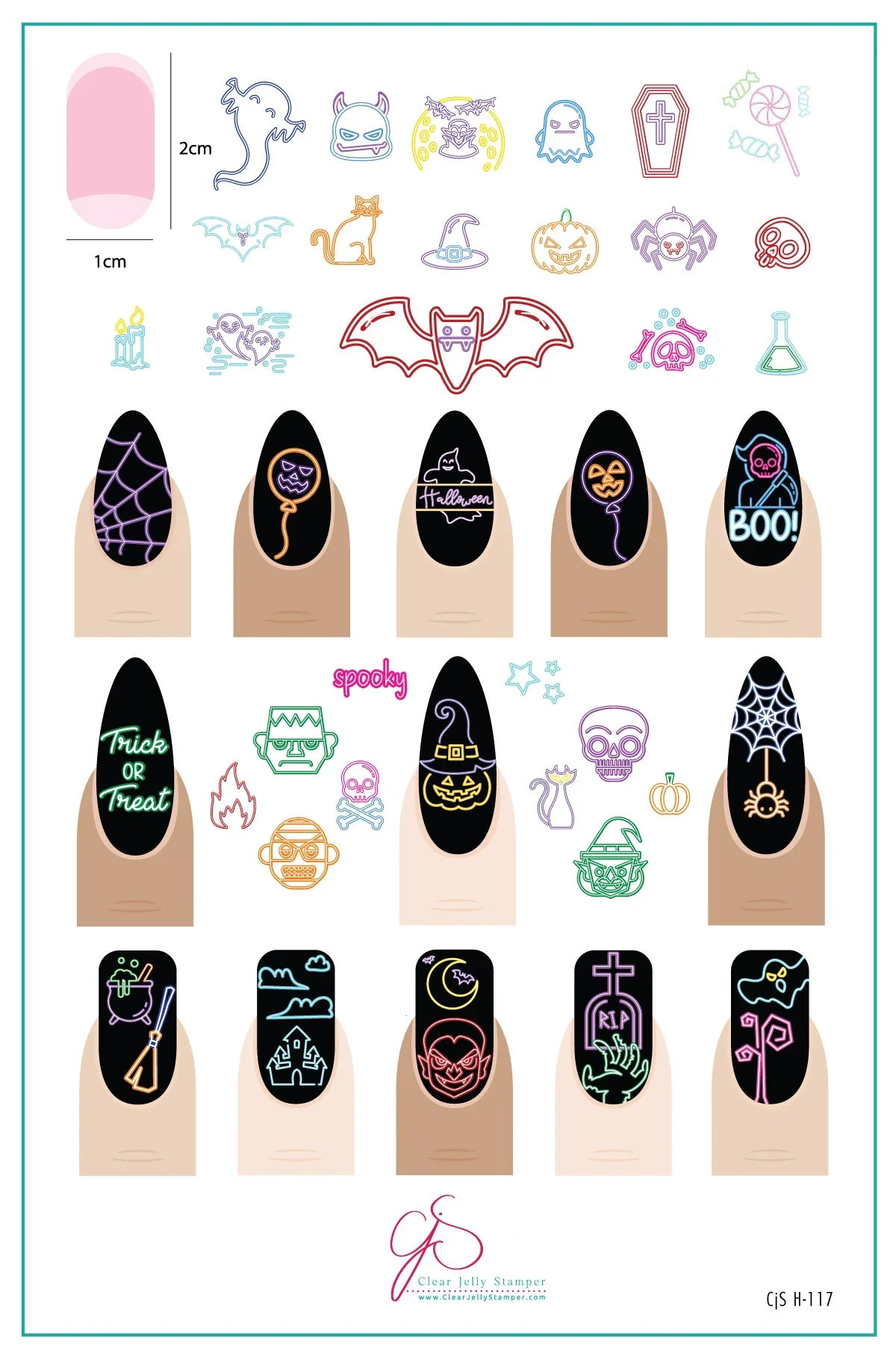 Carefully Designed Neon Nightmares CjSH-117 - Clear Jelly Stamping Plate Original