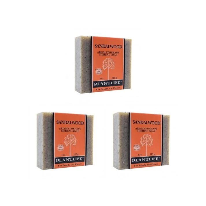 Plantlife Sandalwood 3-Pack Bar Soap - Moisturizing and Soothing Soap for Your Skin - Hand Crafted Using Plant-Based Ingredients - Made in California 4oz Bar User-Friendly