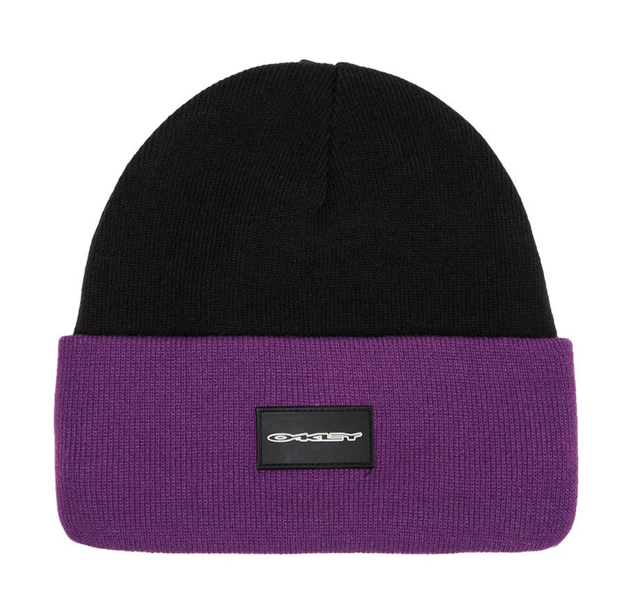 Consistent Oakley Men's TC Stretch Logo Beanie - Black Purple Flexible