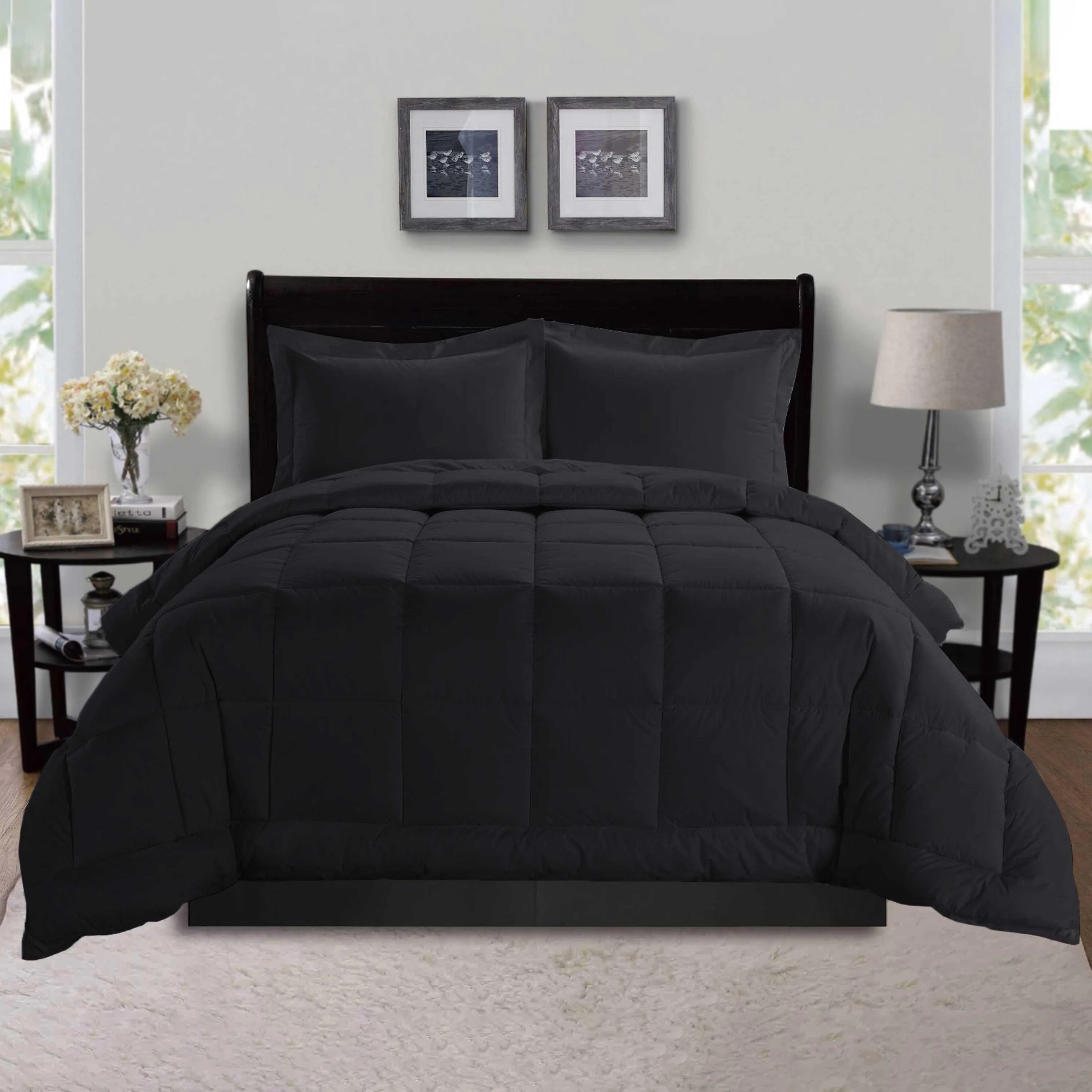 Classic Elegant Comfort 3-Piece Box Stitched Comforter Shams - Duvet Insert with 4 Corner Tabs Advanced