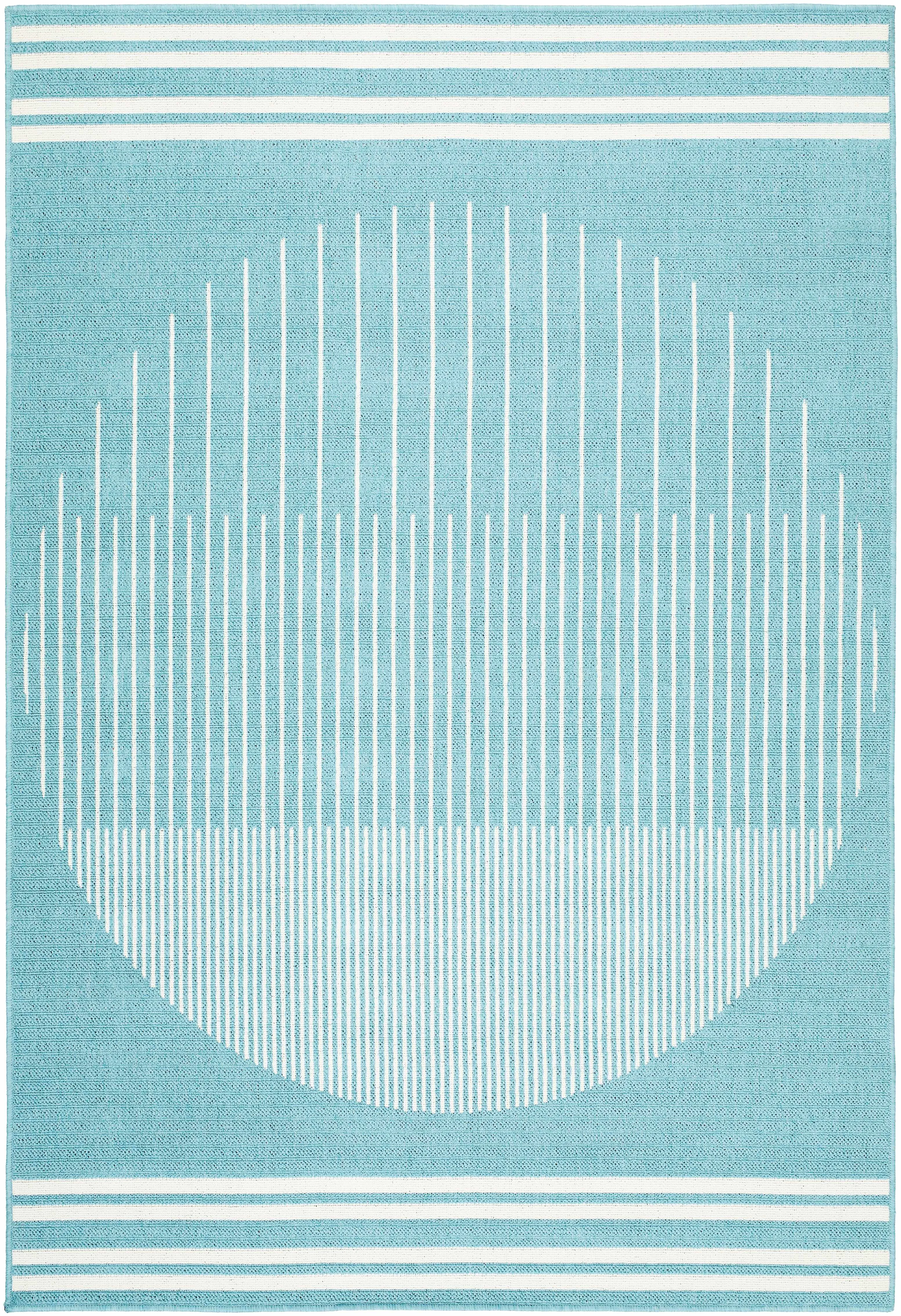 Carefully Designed Nabil Aqua Outdoor Area Rug Responsible