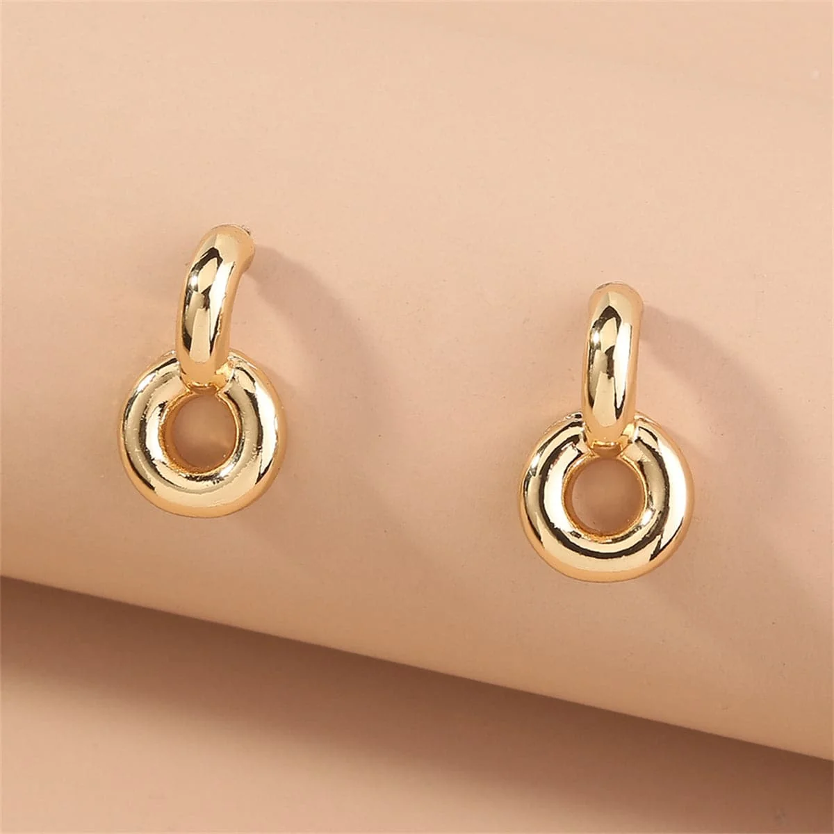 Versatile Goldtone Doughnut Drop Earrings Casual