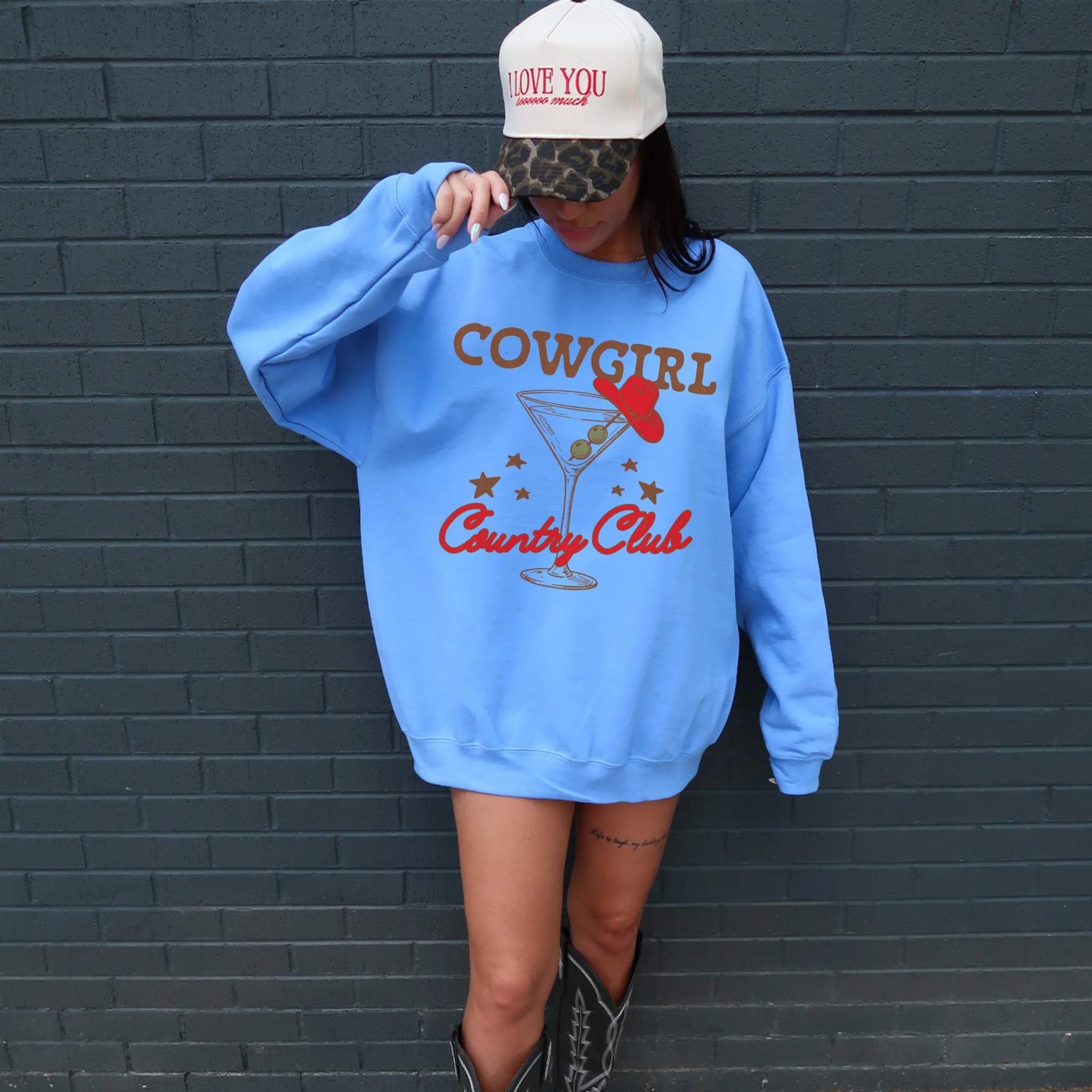 Casual Cowgirl Country Club Sweatshirt – Western Graphic Crewneck Exclusive