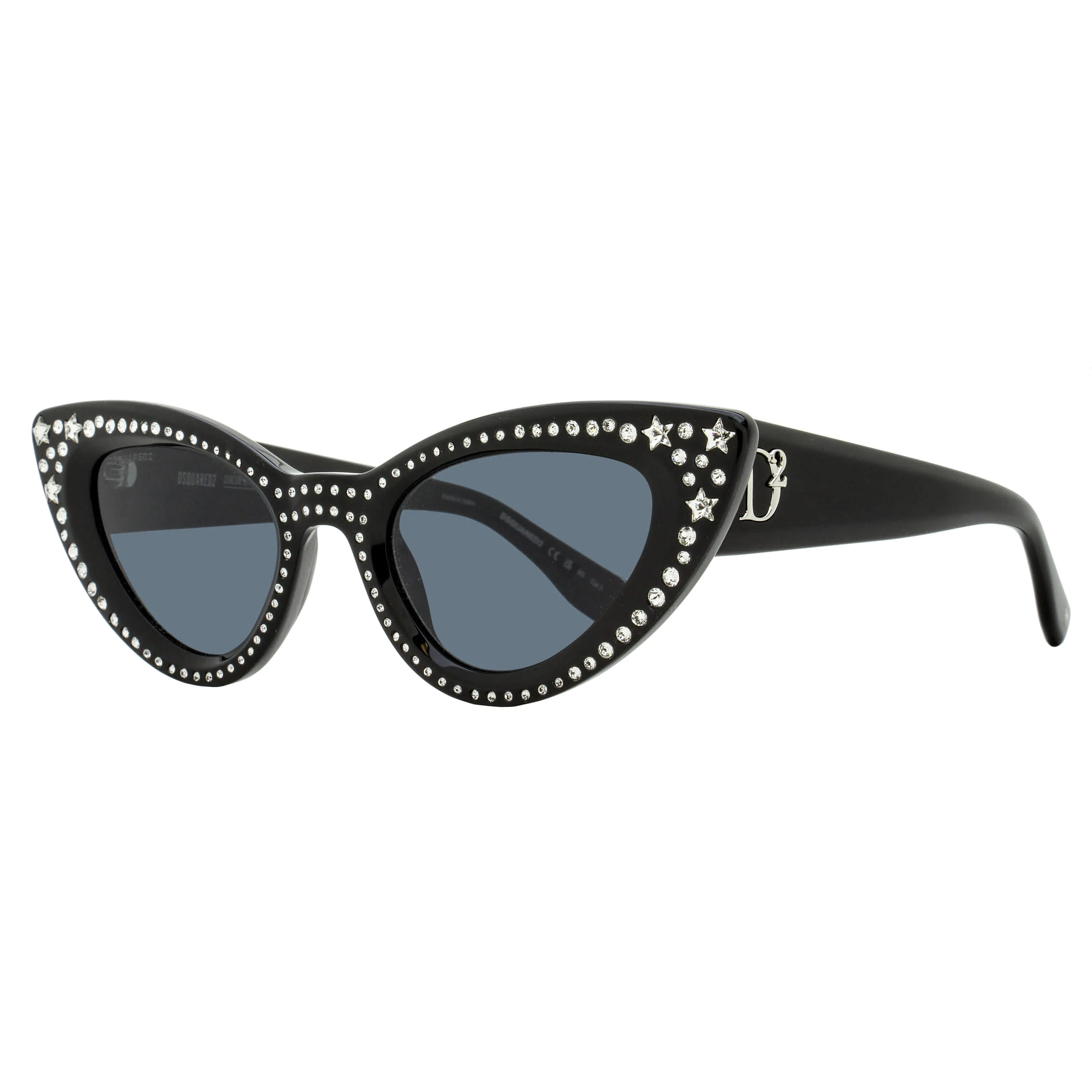User-Friendly Dsquared2 Crystal Cat Eye Sunglasses D2 0092 N S 807IR Black 51mm Classic