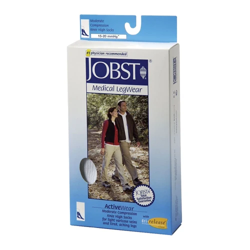 High-Performance Jobst Activewear Athletic Support Knee High Socks Size 15-20 Mmhg White - Medium Flexible