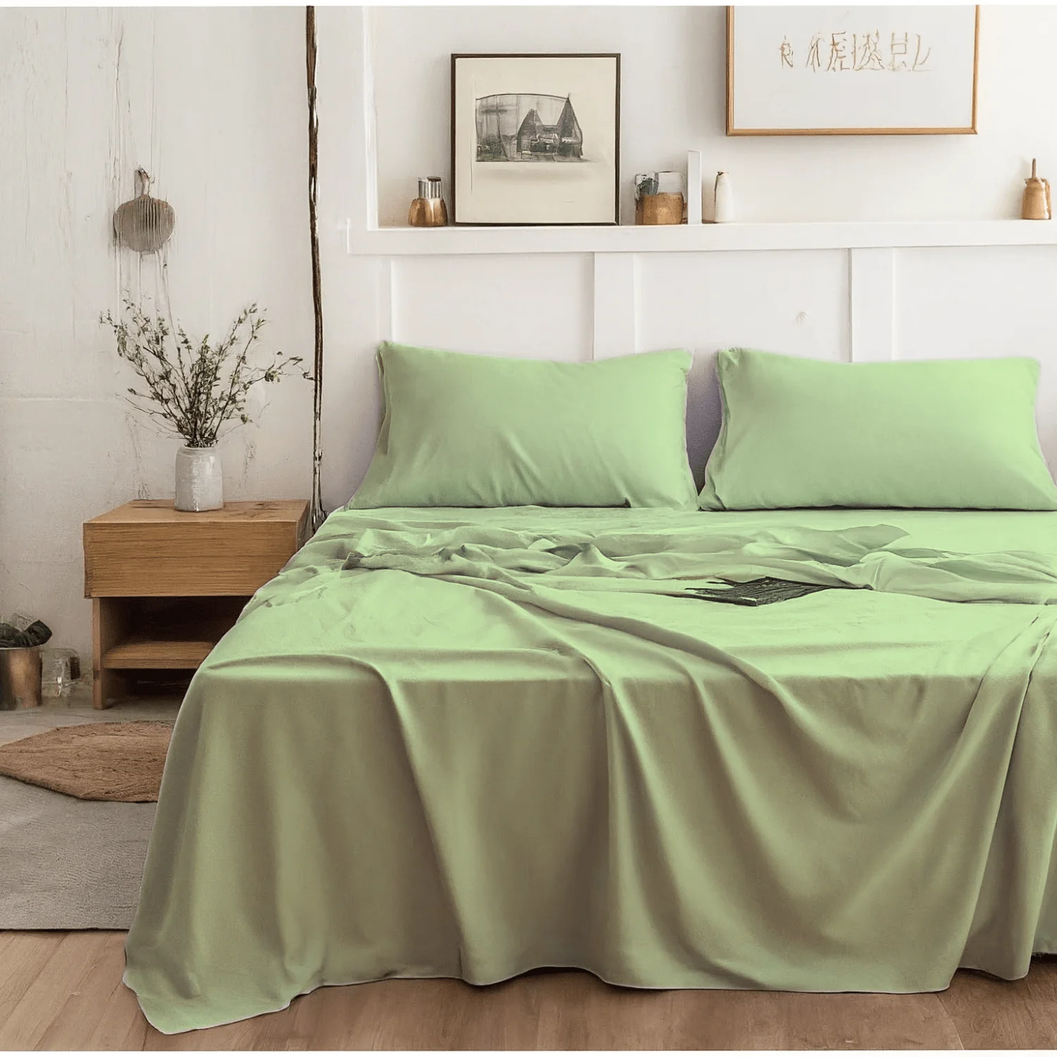 Luxury Tache Microfiber Sage Green Bed Sheet Set 202-SG-BSS Verified