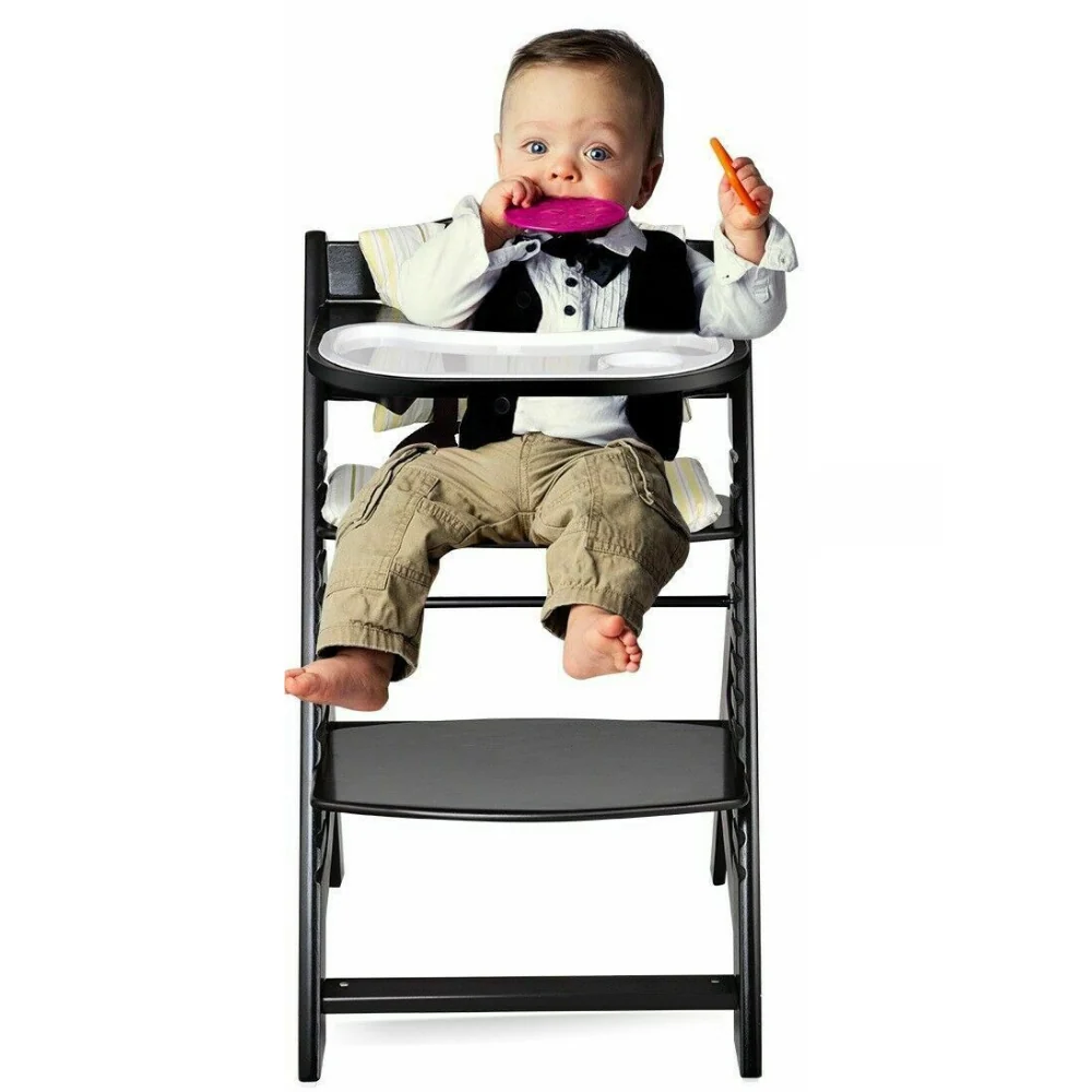 Carefully Designed Modern Wooden Space Saving Foldable Baby Feeding High Chair Reusable