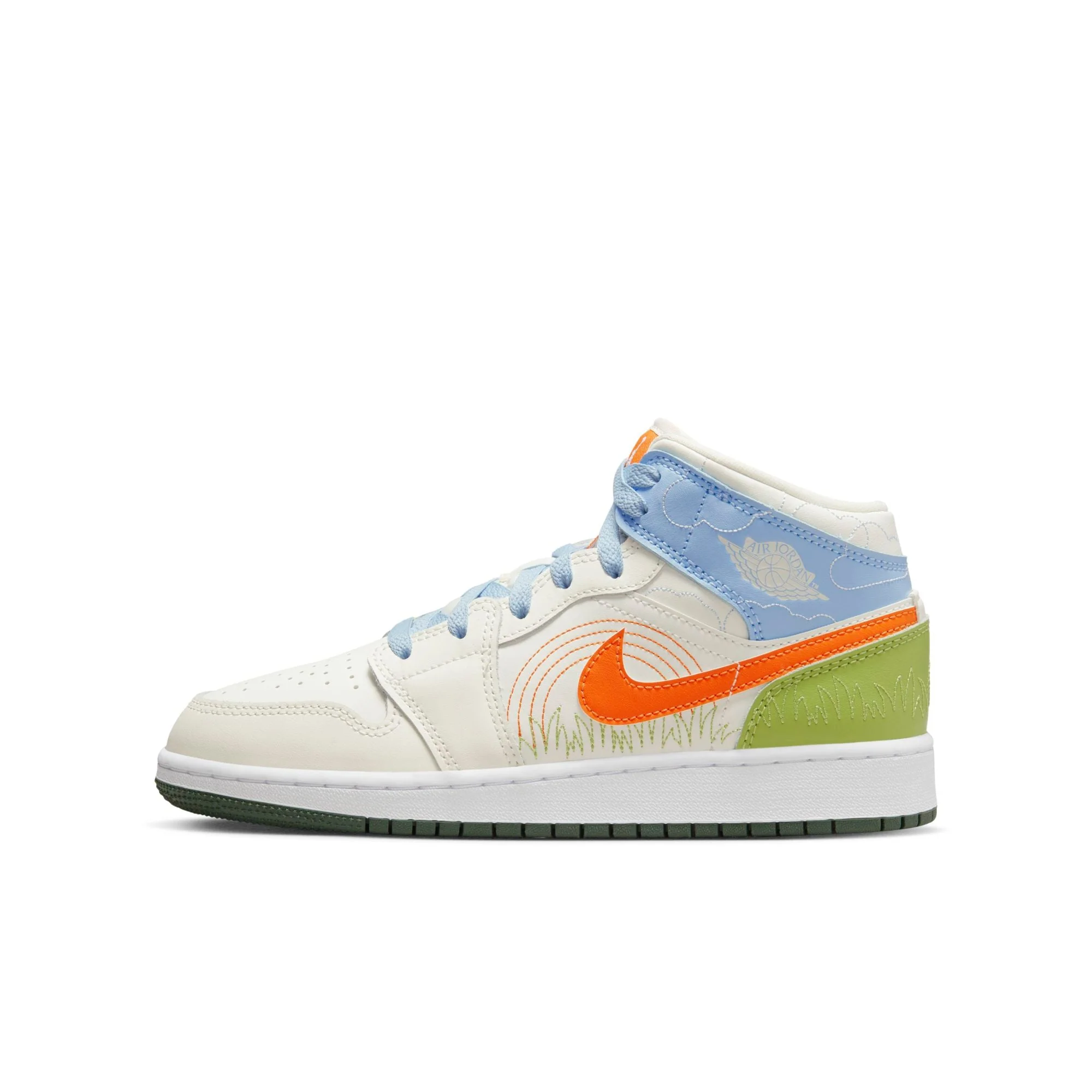 Detailed Air Jordan Grade School Retro 1 Mid Se 'Stitch Gs' Sneakers Secure