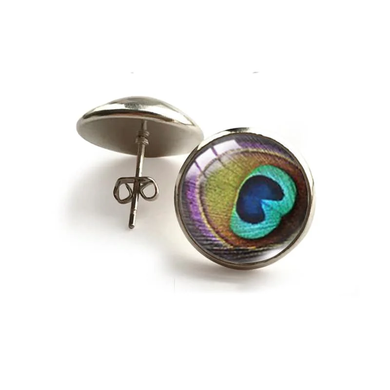 Authentic Peacock Circular Stud Earrings User-Friendly