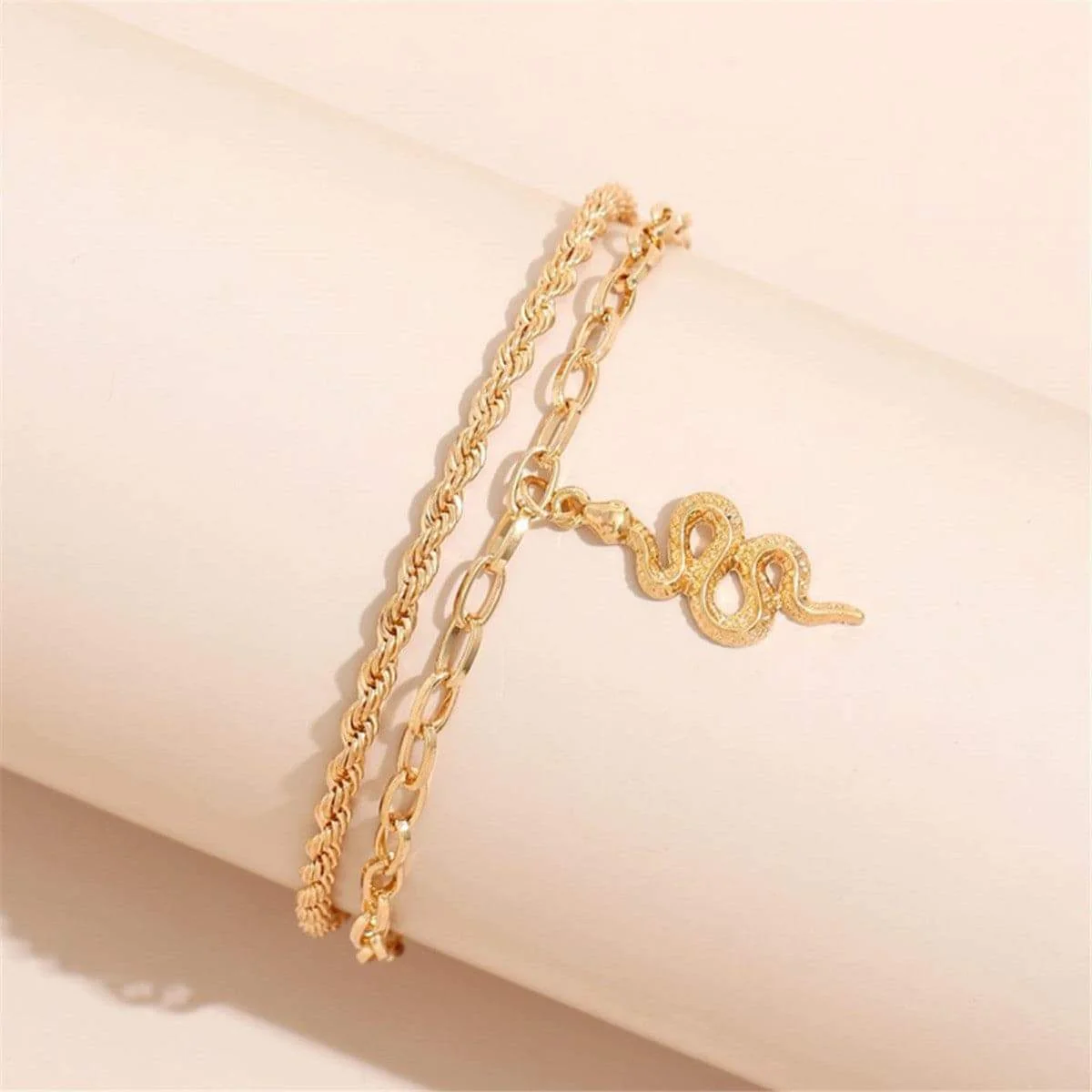 Original Goldtone Snake Charm Anklet Rope Chain Anklet Durable