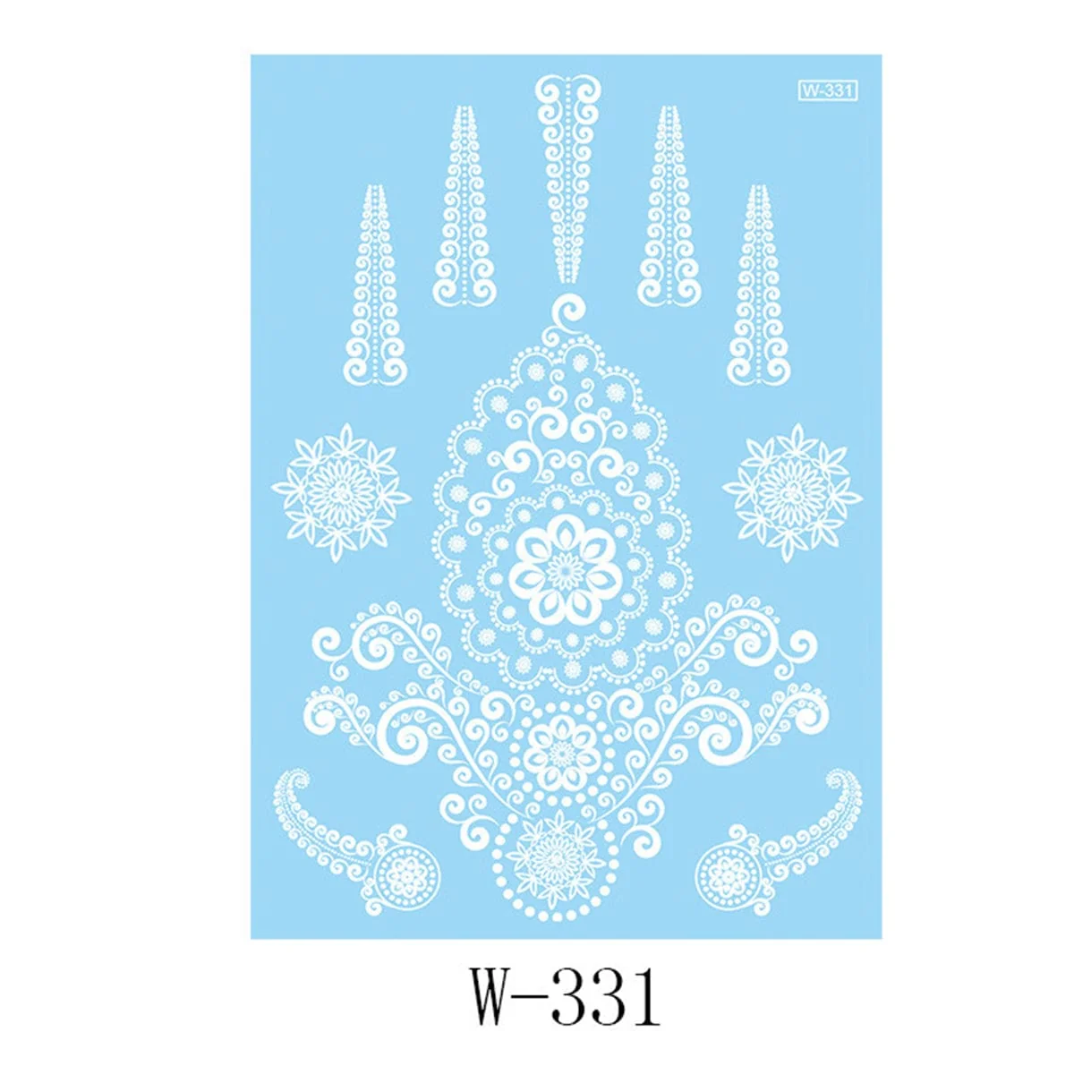 Green White Lace Flower Temporary Tattoo Set - 5 Pcs Reusable