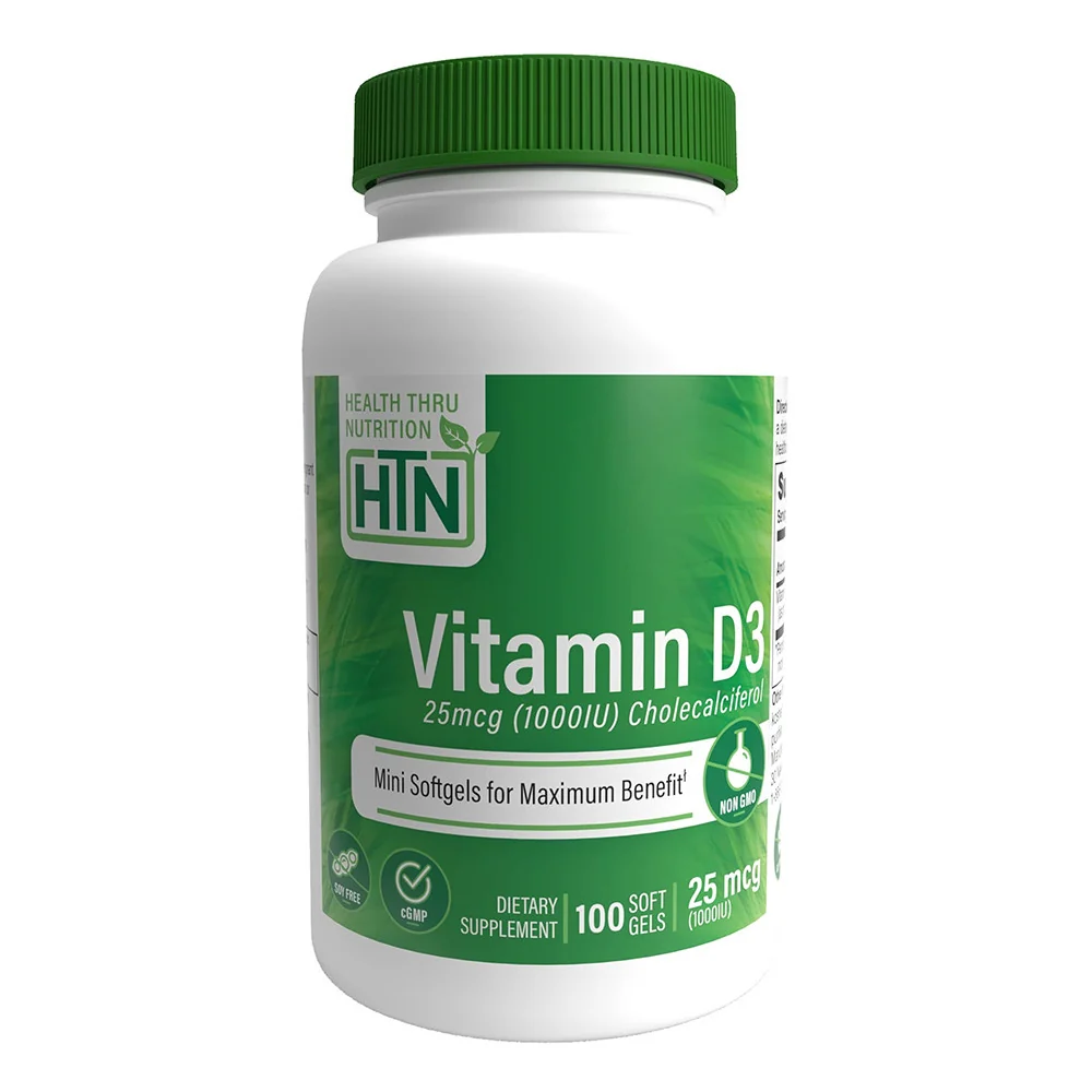 Unique Health Thru Nutrition Vitamin D3 1000IU 25mcg Cholecalciferol Mini Softgels for Immune 100 Ea Selected