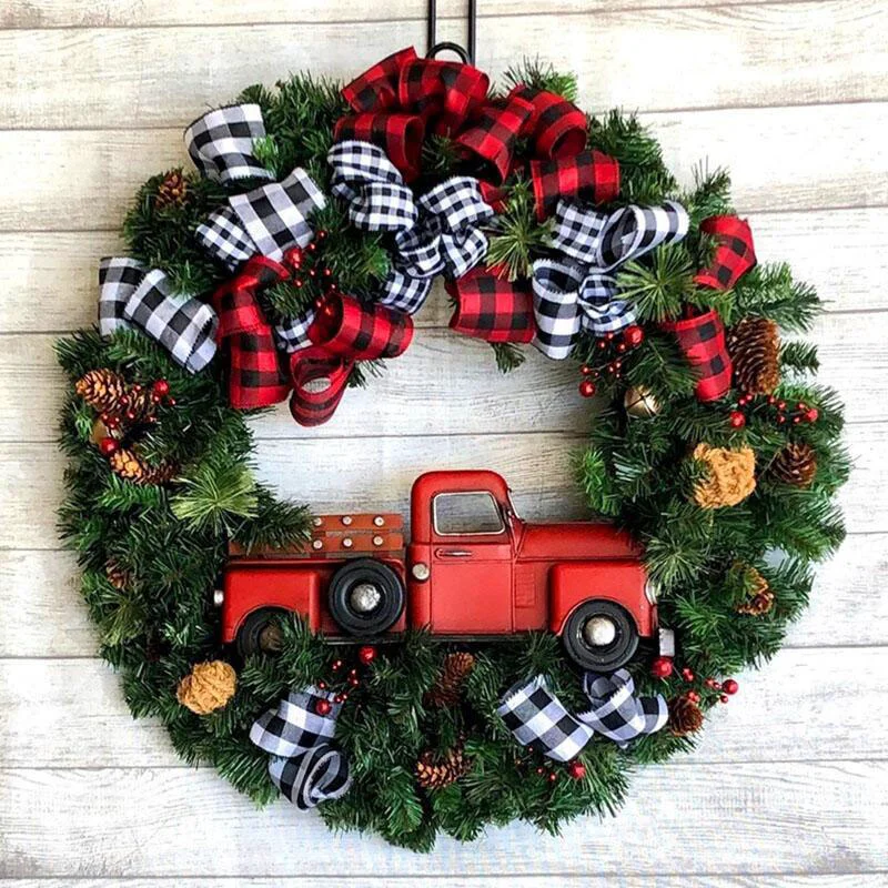 Enhanced Outdoor Artificial Hanging Christmas Wreath Lightweight