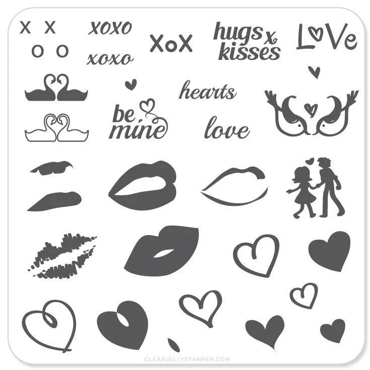 Traditional Luscious Lips and Love CjS V-01 - CJS Small Stamping Plate Solid