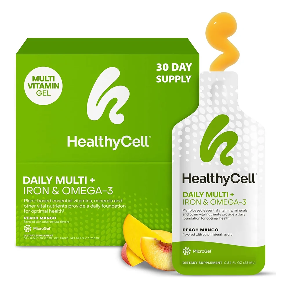 Quality HealthyCell Daily Multi Plus Iron and Omega3 Gel Packs Support Immunity and Brain Function 30Ea Safe