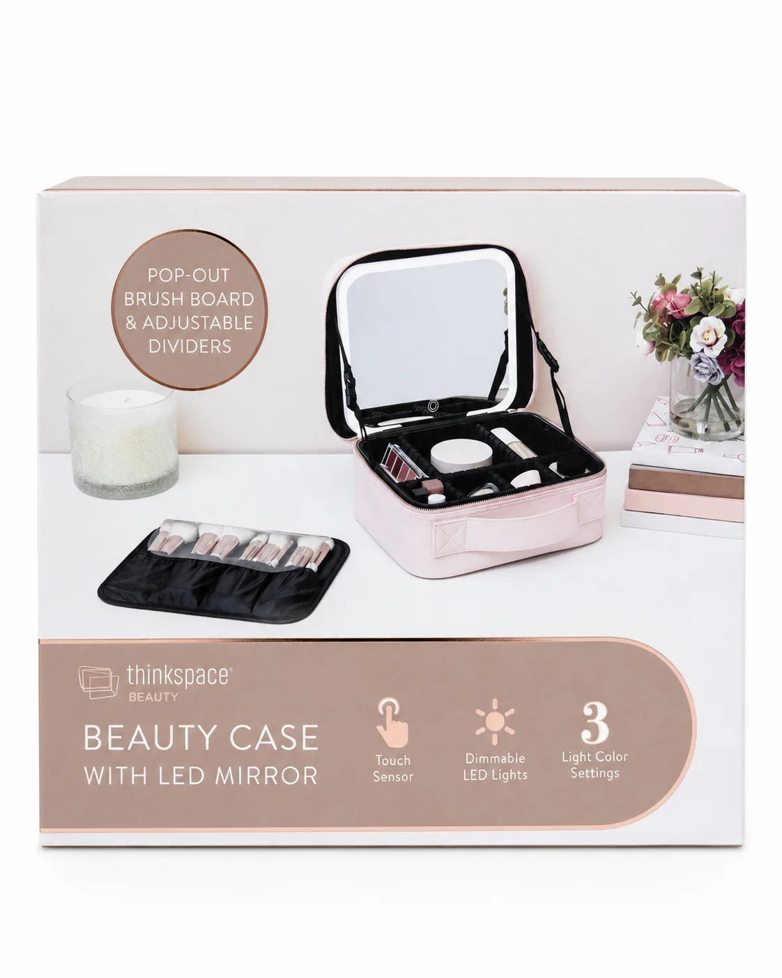 High-End BEAUTY CASE WIH LEB MIRROR FOR MAKEUP STORAGE Eco-Friendly