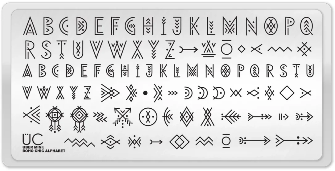 Sophisticated Boho Chic Alphabet - Uber Chic Mini Stamping Plate Versatile