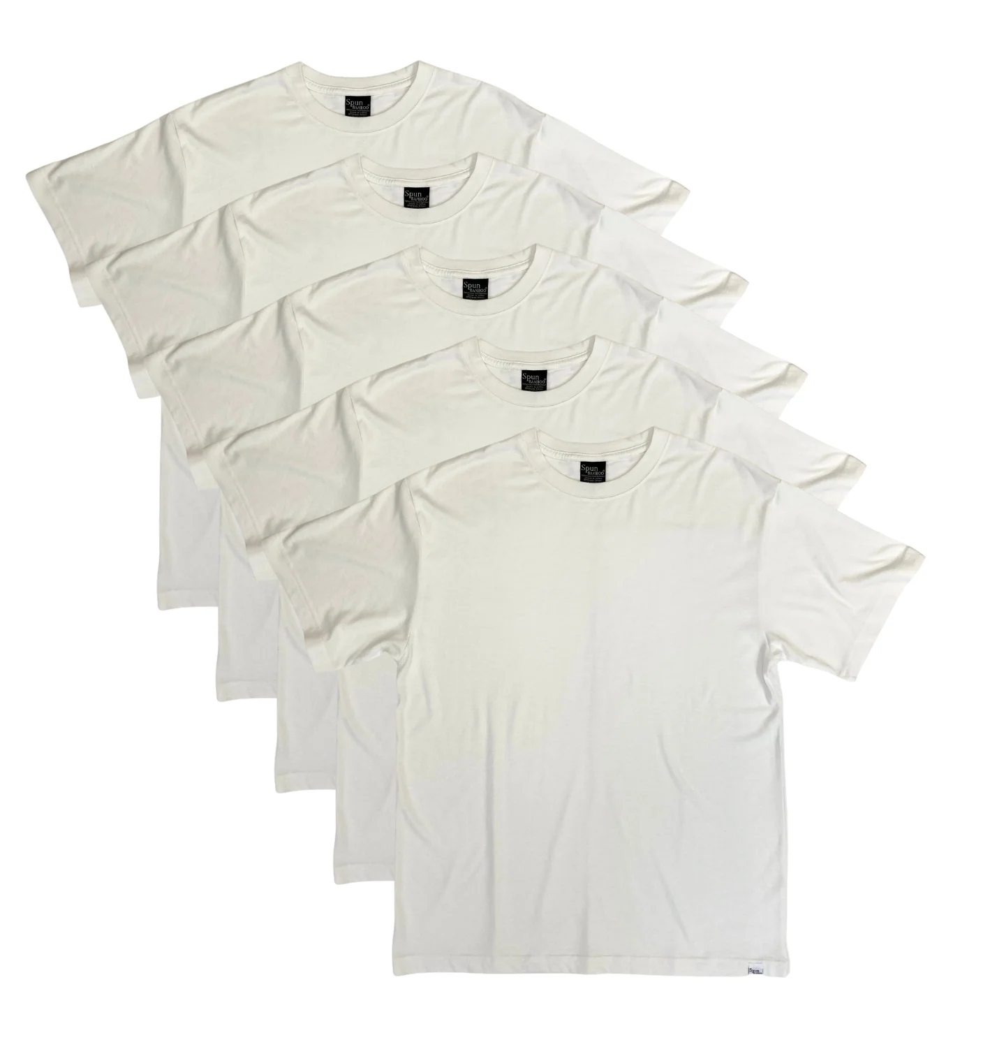 Proven Men's Bamboo Viscose Organic Cotton Short Sleeve T-Shirt Off White Color - 5-Pack Classic