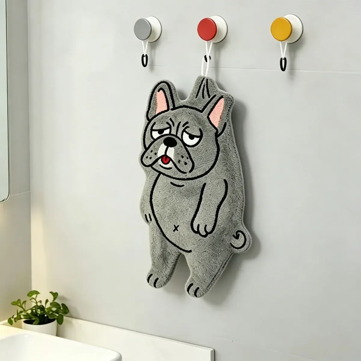 Eco-Friendly Cute Dog-Shaped Hanging Hand Towel 1 4 PCS Modern