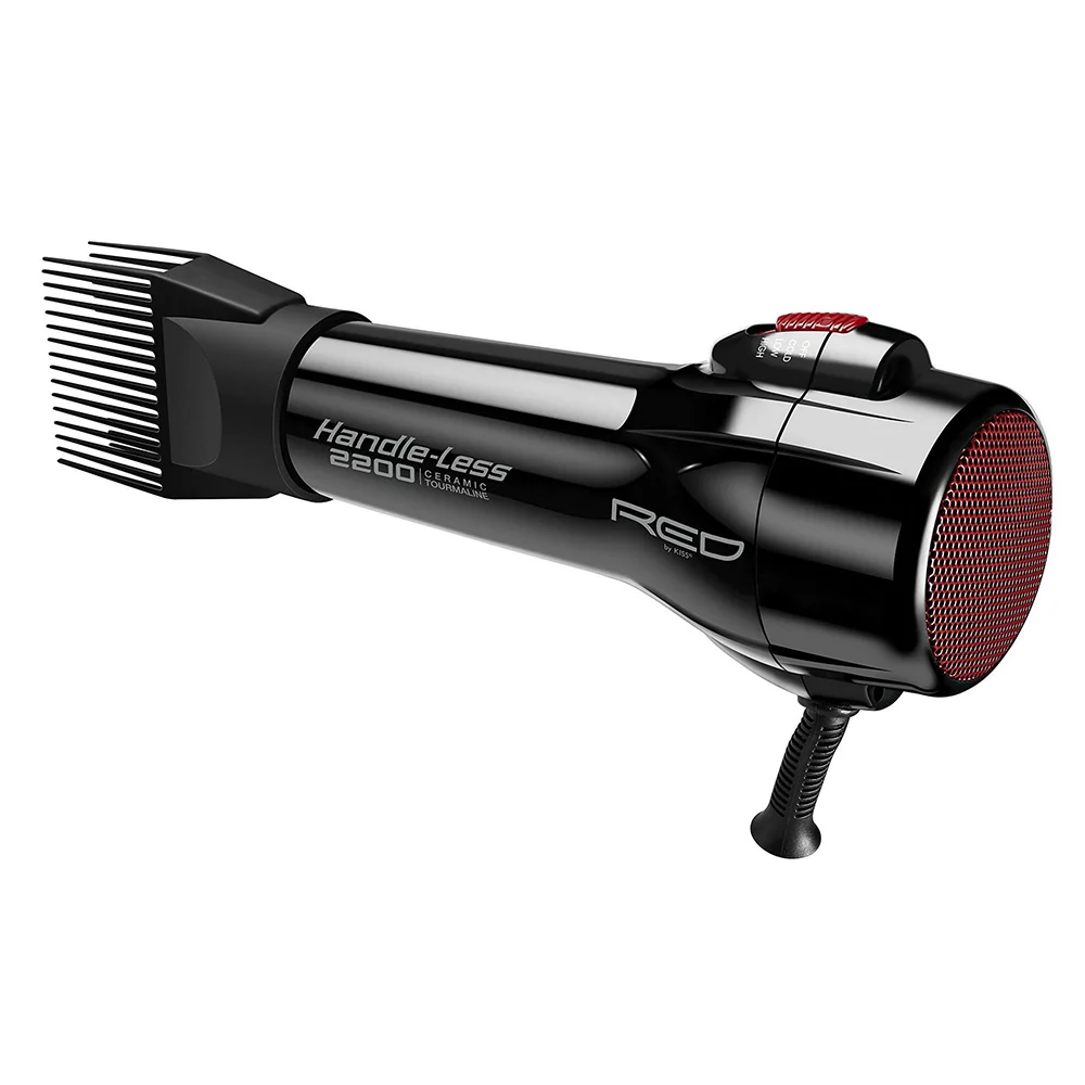 Elite Kiss Red 2200W Handle Less Hair Dryer Ceramic with 3 Attachments Fast Drying and Styling 1Ea Stylish