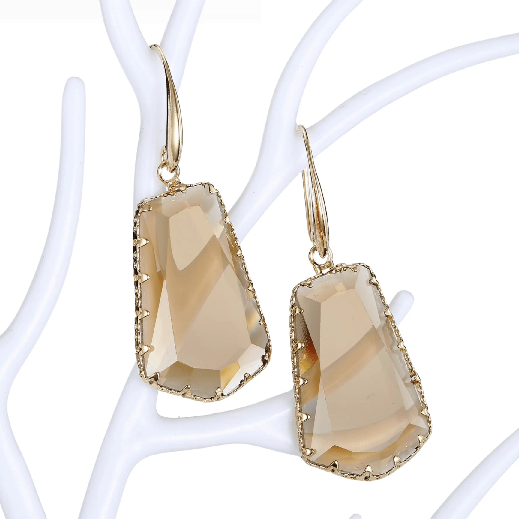 Advanced Don't AsK Goldtone Champagne Crystal Drop Earrings First-Class