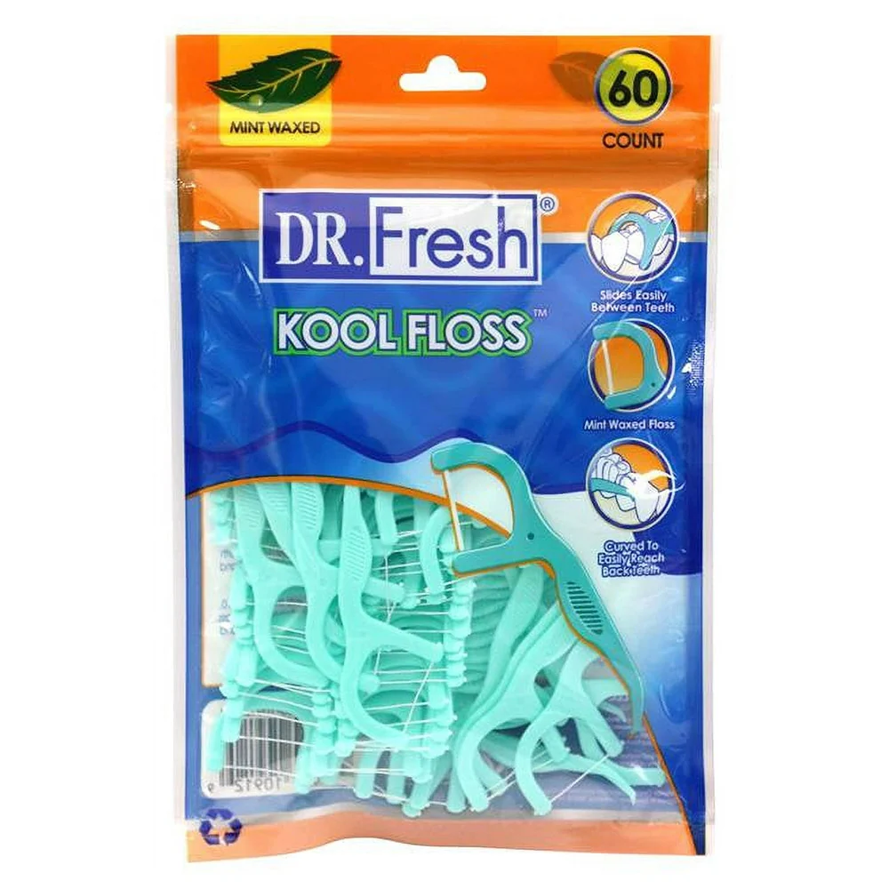 Powerful Dr. Fresh Oral Care Velocity Kool Dental Floss Picks 60 Ea Recyclable