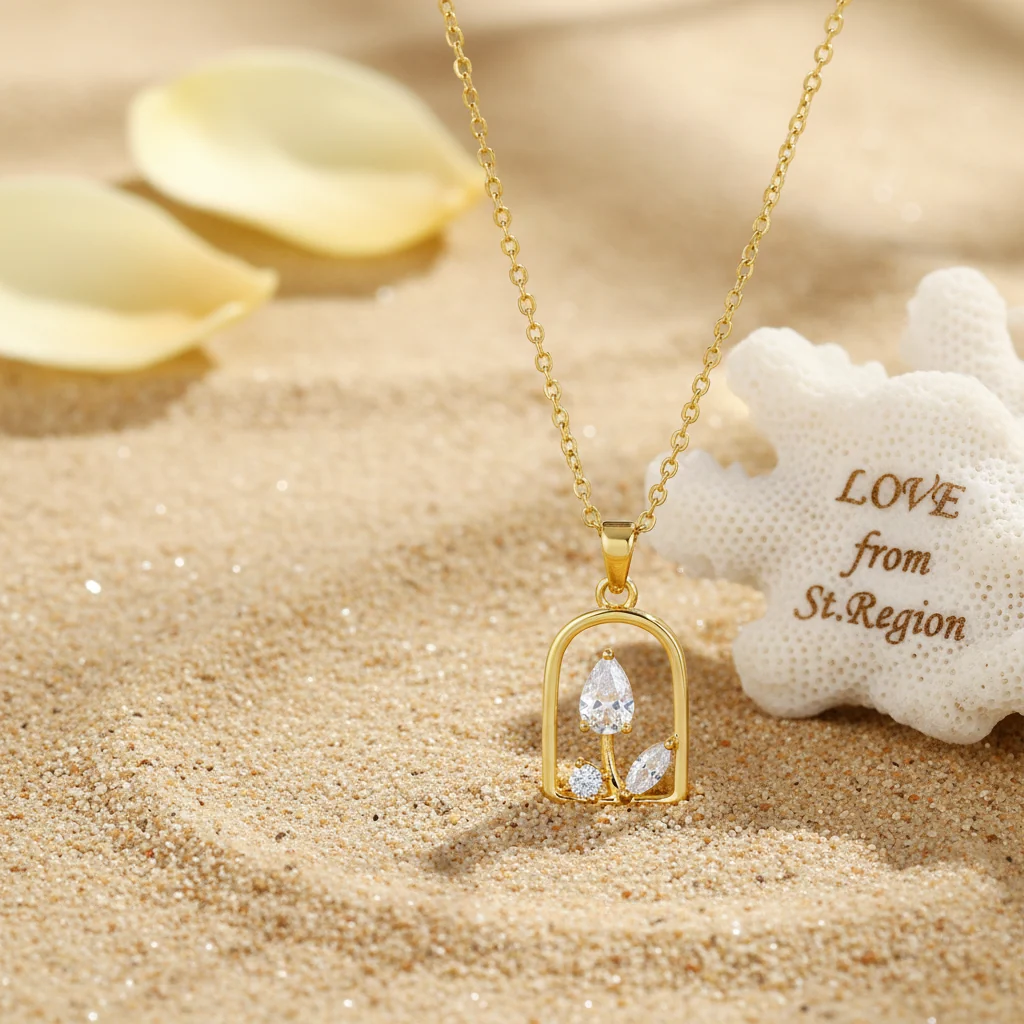 Verified Crystal Goldtone Vase Pendant Necklace Stylish