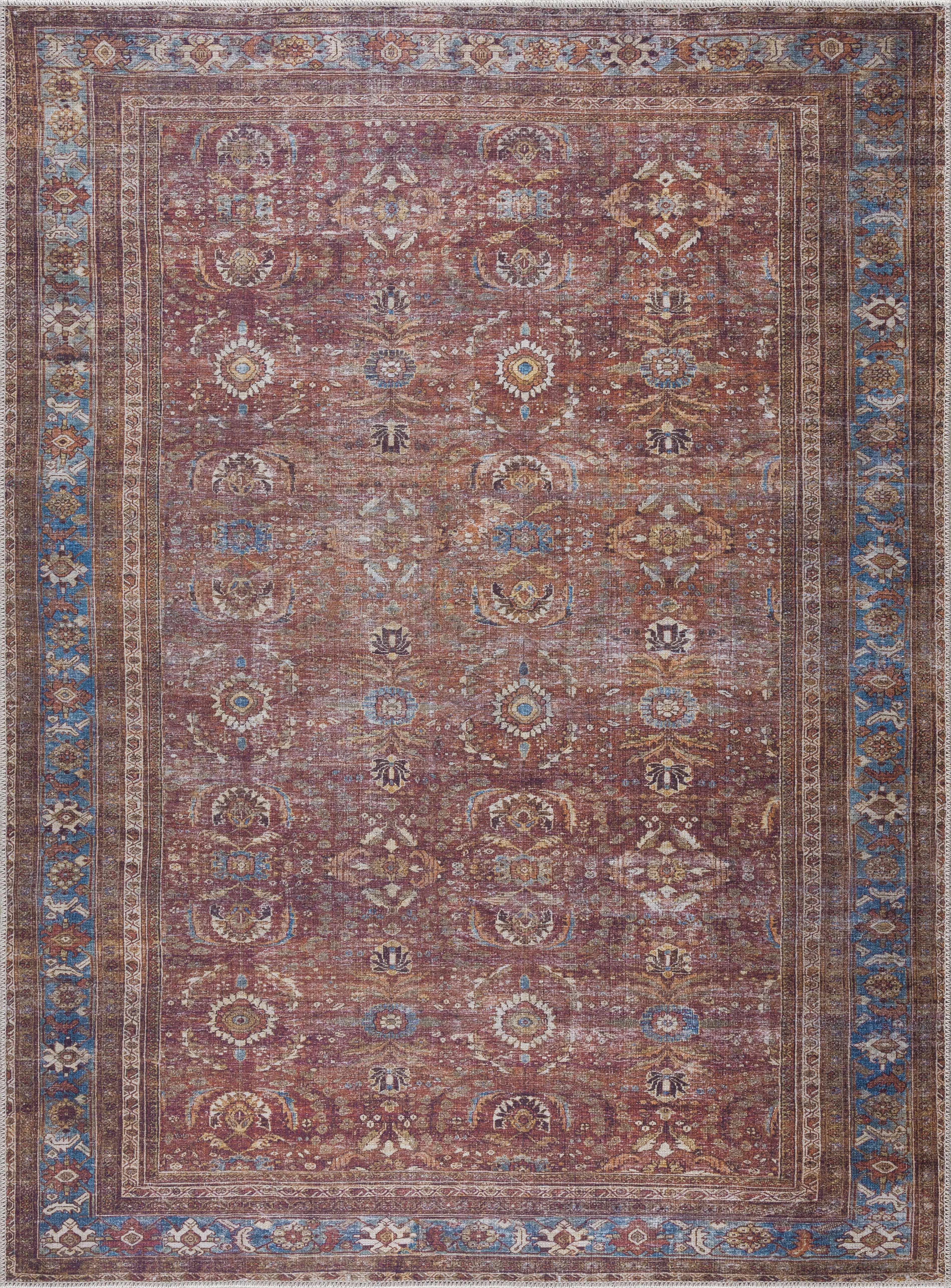 Artisan Rust Baki Traditional Washable Area Rug - Luxury