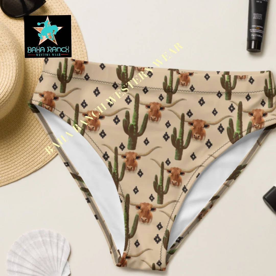 Advanced Yeehaw Longhorn Ranch Cactus Bikini Bottom Recyclable