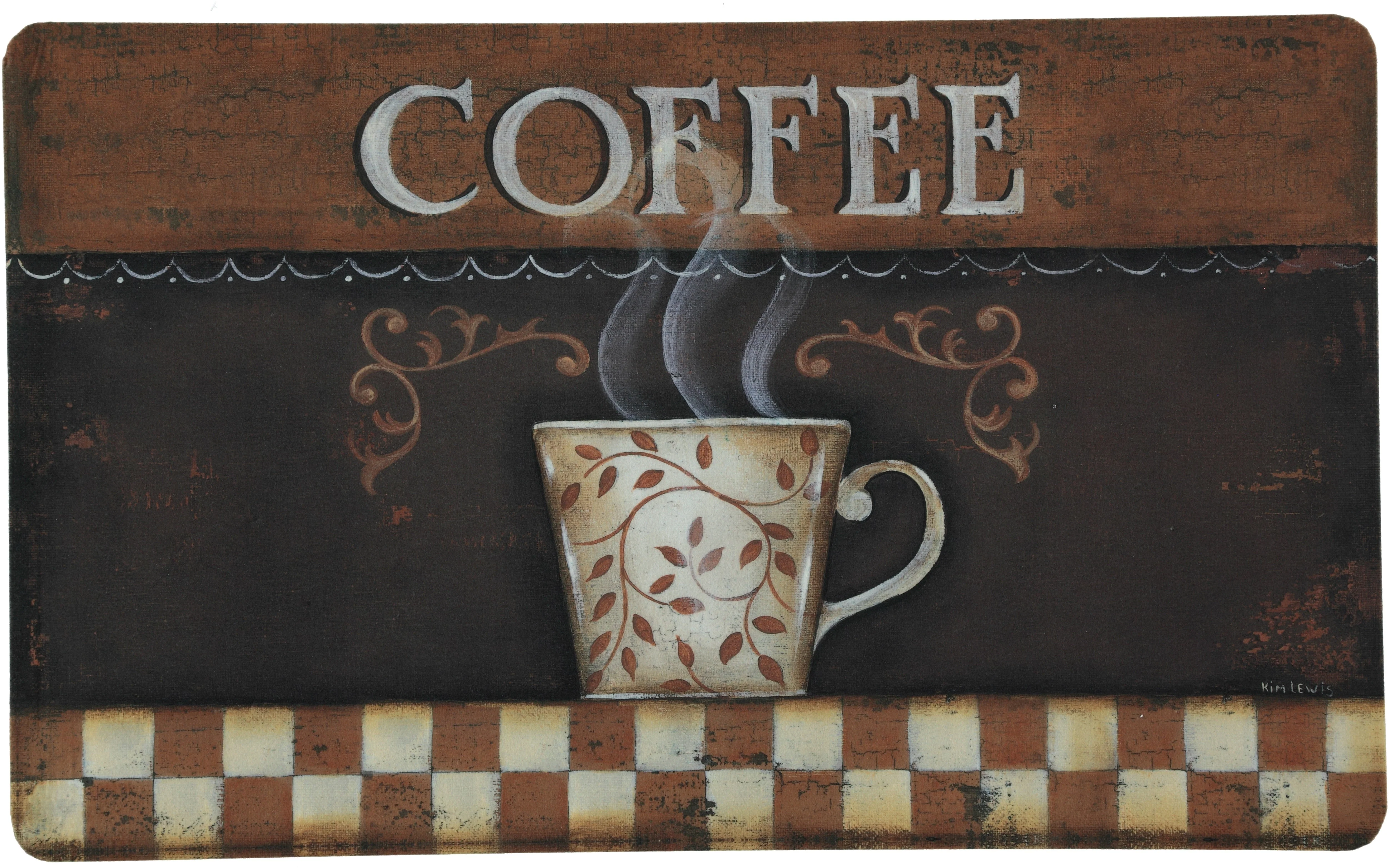 First-Class 2-Pack Premium Comfort Kitchen Mats Vintage Coffee Superior