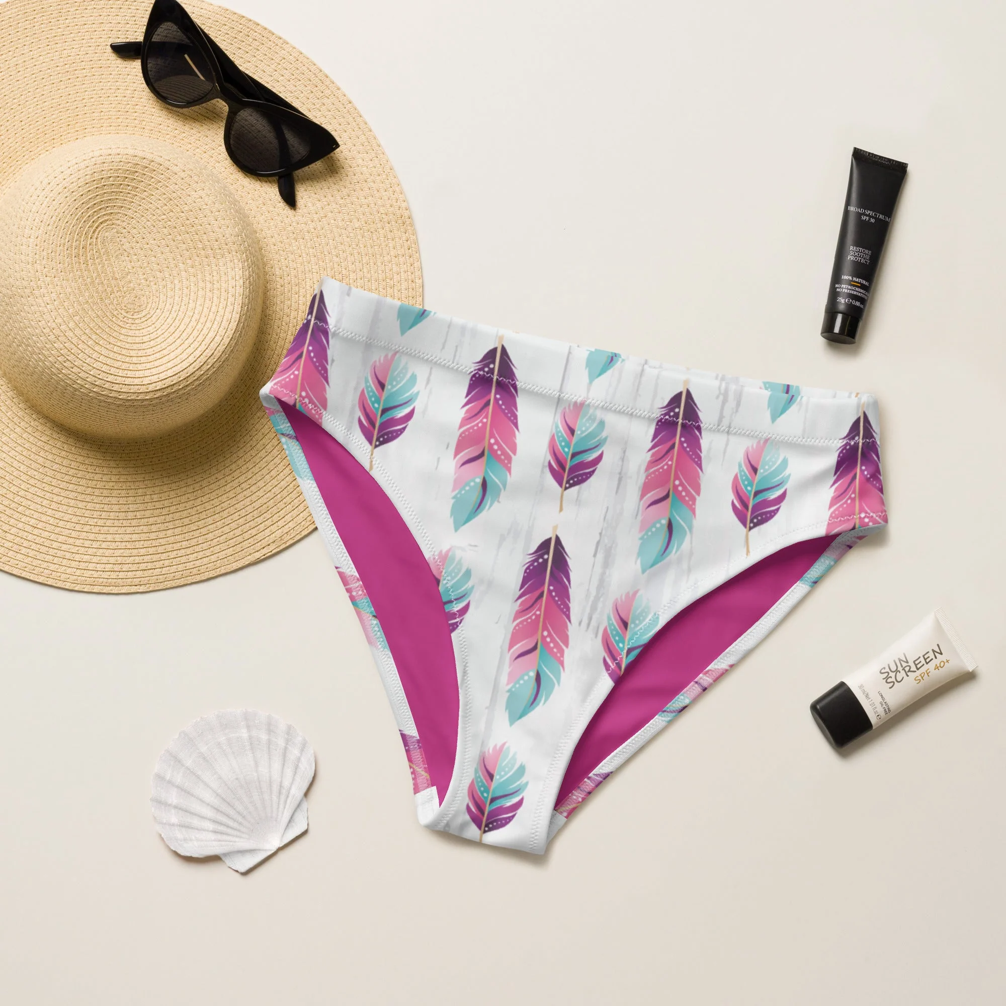 Fine Crafted Baha Ranch Yeehaw Boho Feather Bikini Bottom Excellent